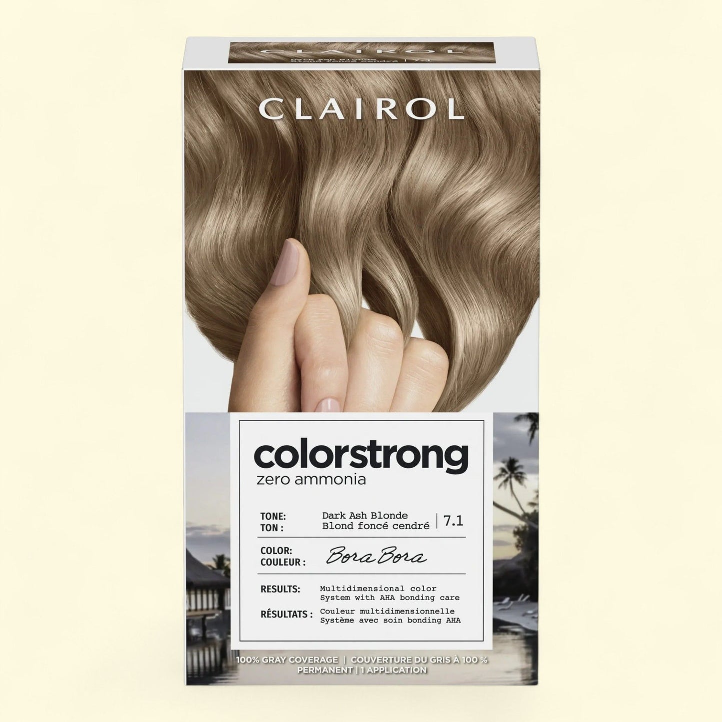 Clairol ColorStrong Permanent Zero Ammonia Hair Dye, 7.1 Dark Ash Blonde - Bora Bora Hair Color, 1 kit