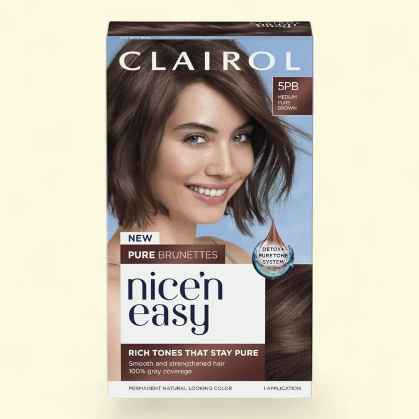 Clairol Nice'n Easy Pure Brunettes Hair Color Creme, 5PB Medium Pure Brown, 1 Application, 1 pk