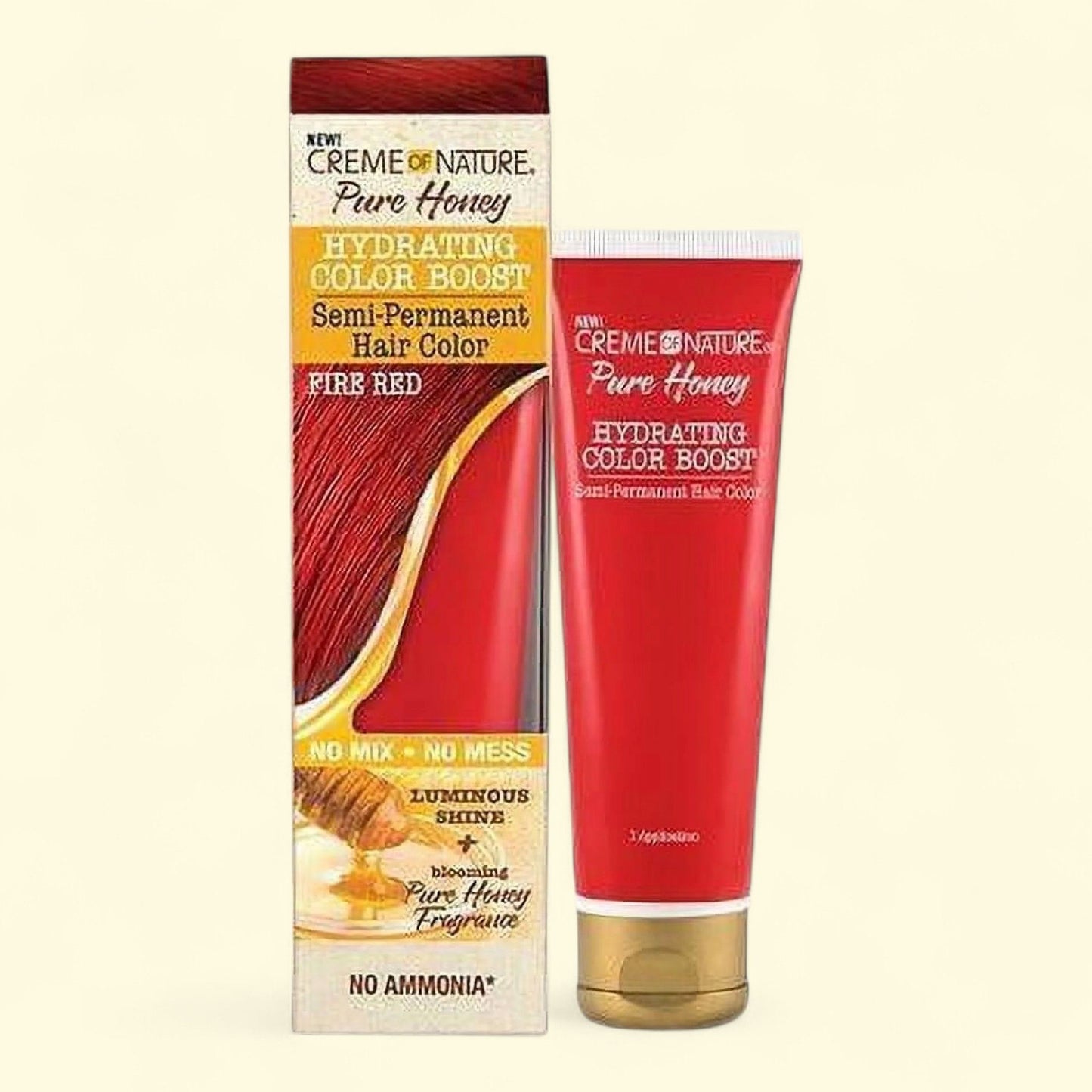 Creme Of Nature Pure Honey Hydrating Color Boost Semi Permanent Hair Color, Fire Red, 3 Oz