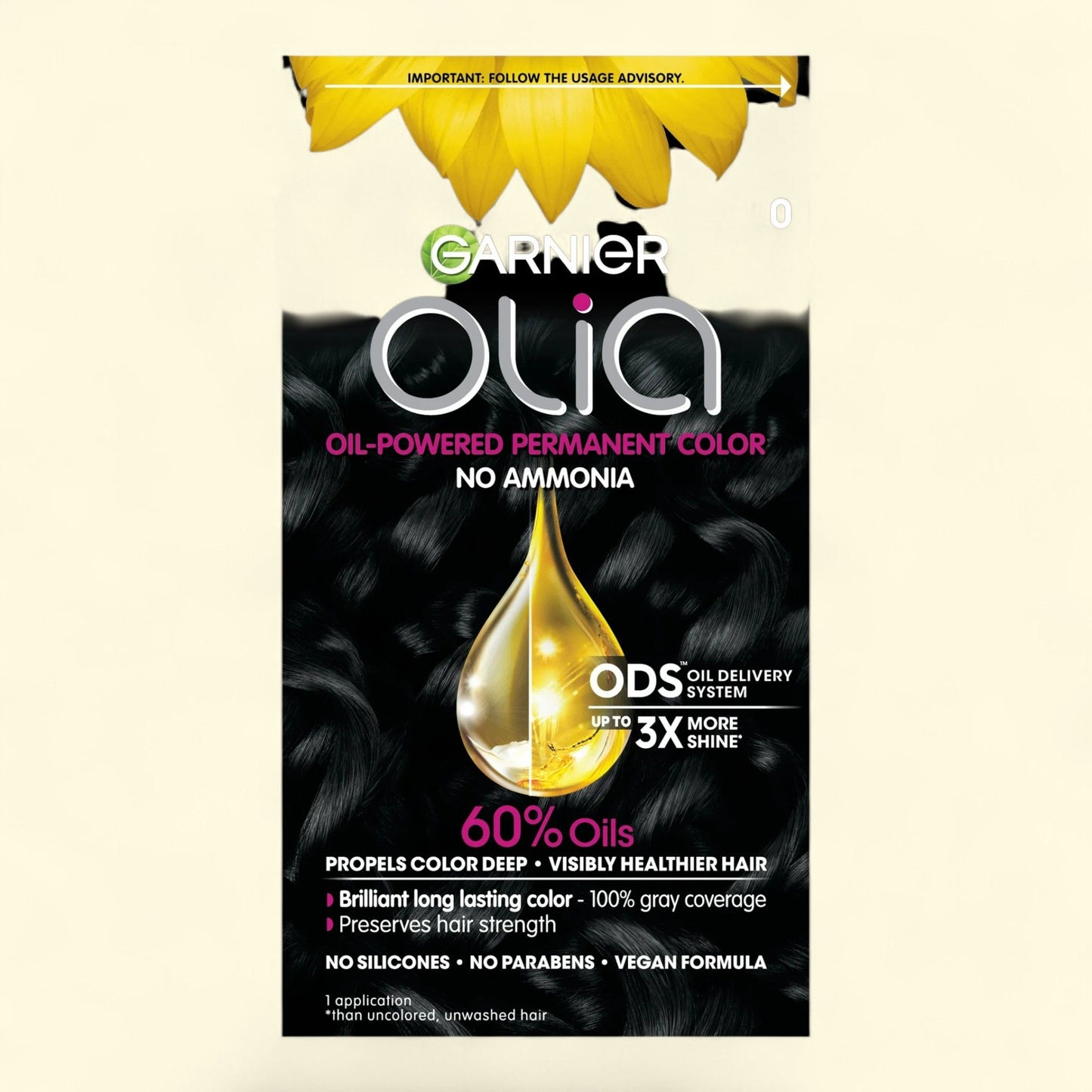 Garnier Olia Permanent Hair Color, 1.0 Black, 1 Pack — authentic US product shipped worldwide by Treatspree