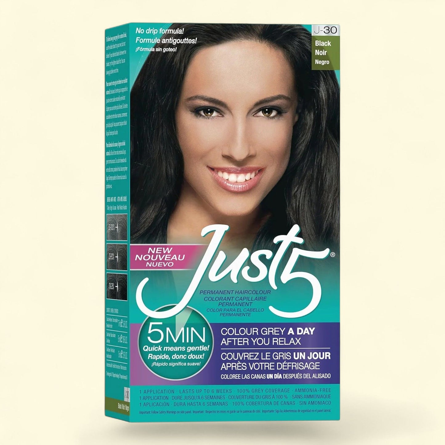 Just 5 Five Minute Permanent Hair Color, Shade J-30 Black, 1 Pack
