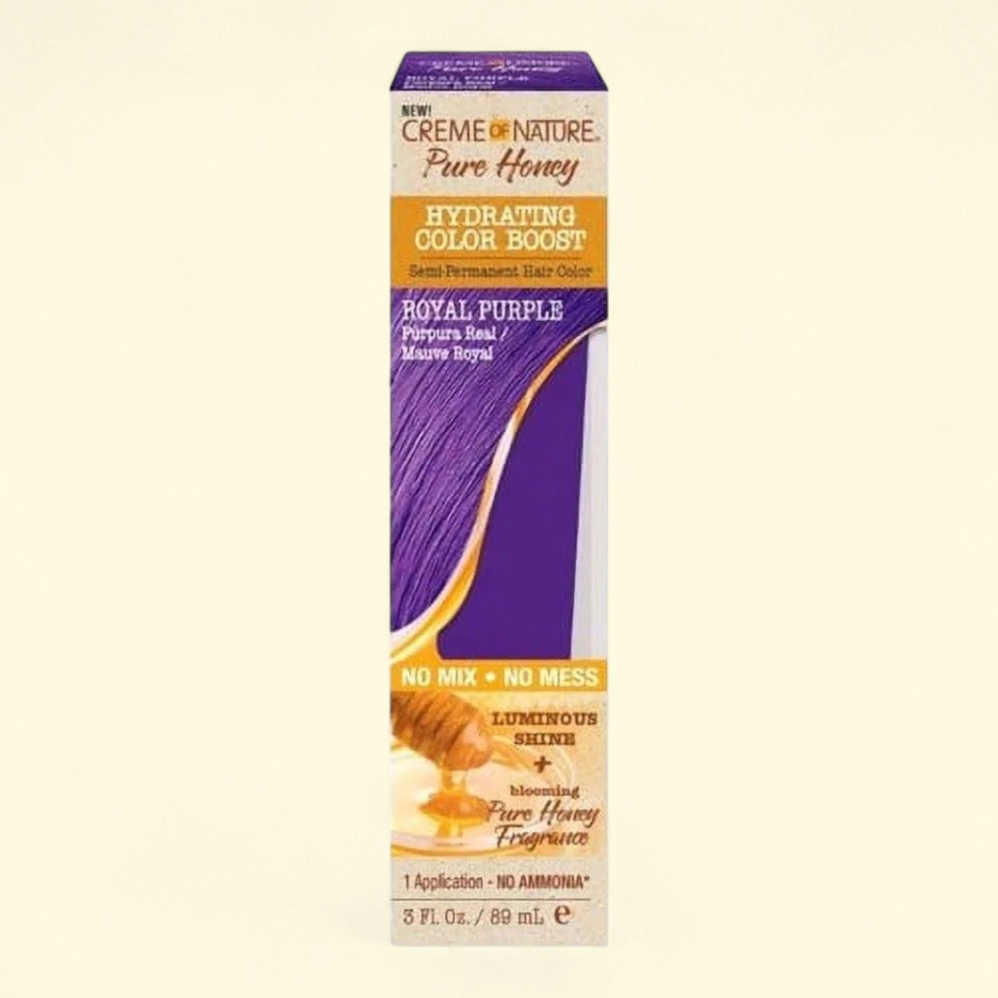 Creme Of Nature Pure Honey Hydrating Color Boost Semi Permanent Hair Color, Royal Purple, 3 Oz