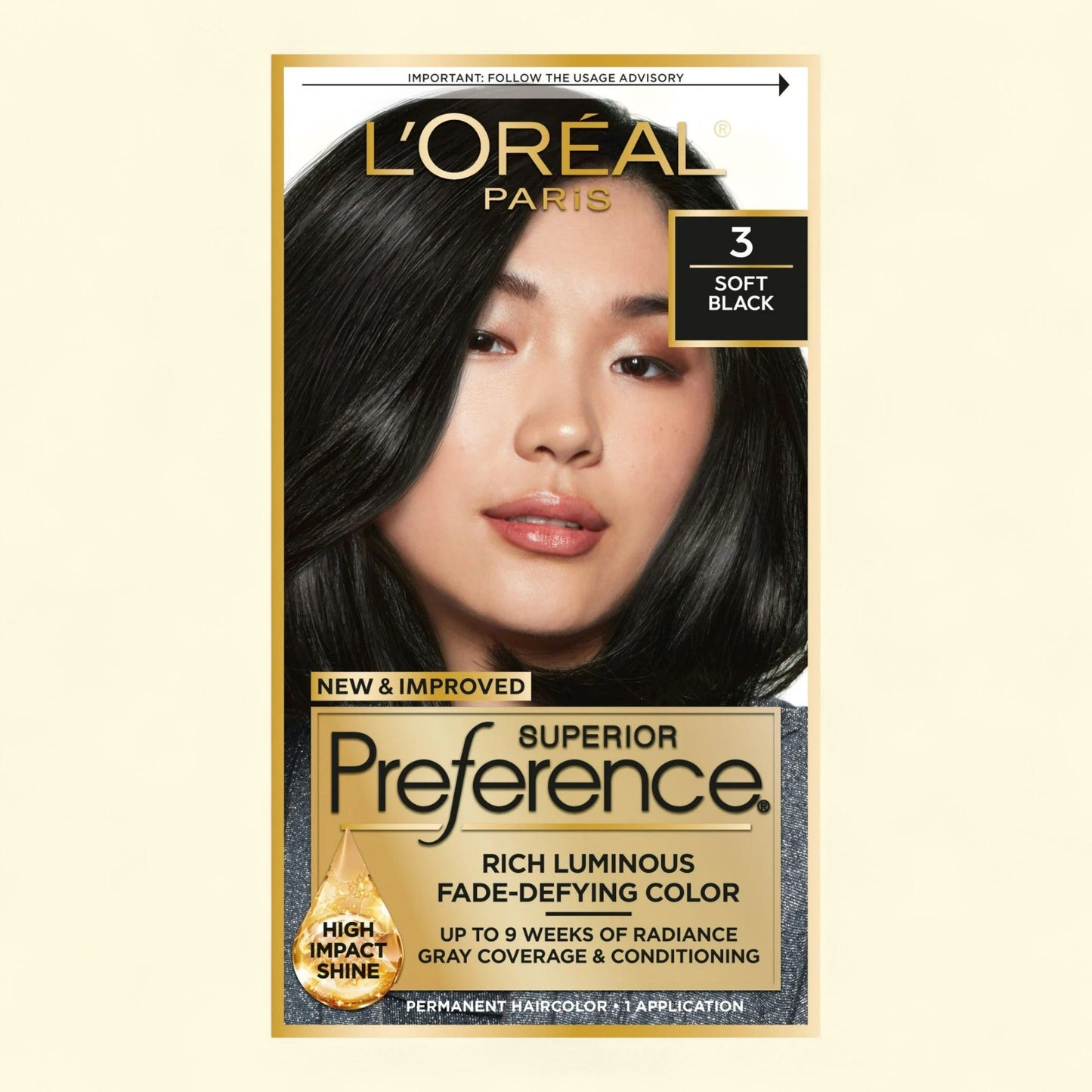L'Oreal Paris Superior Preference Permanent Hair Color, 3 Soft Black, 1 kit