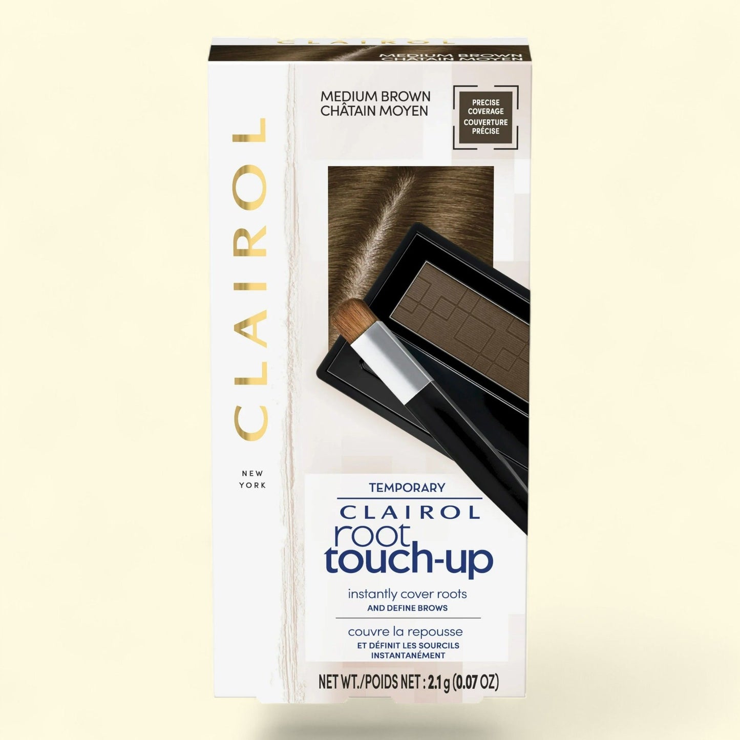 Clairol Root Touch-Up Temporary Hair Dye Powder, Medium Brown, 40-60 Applications, 1 pk