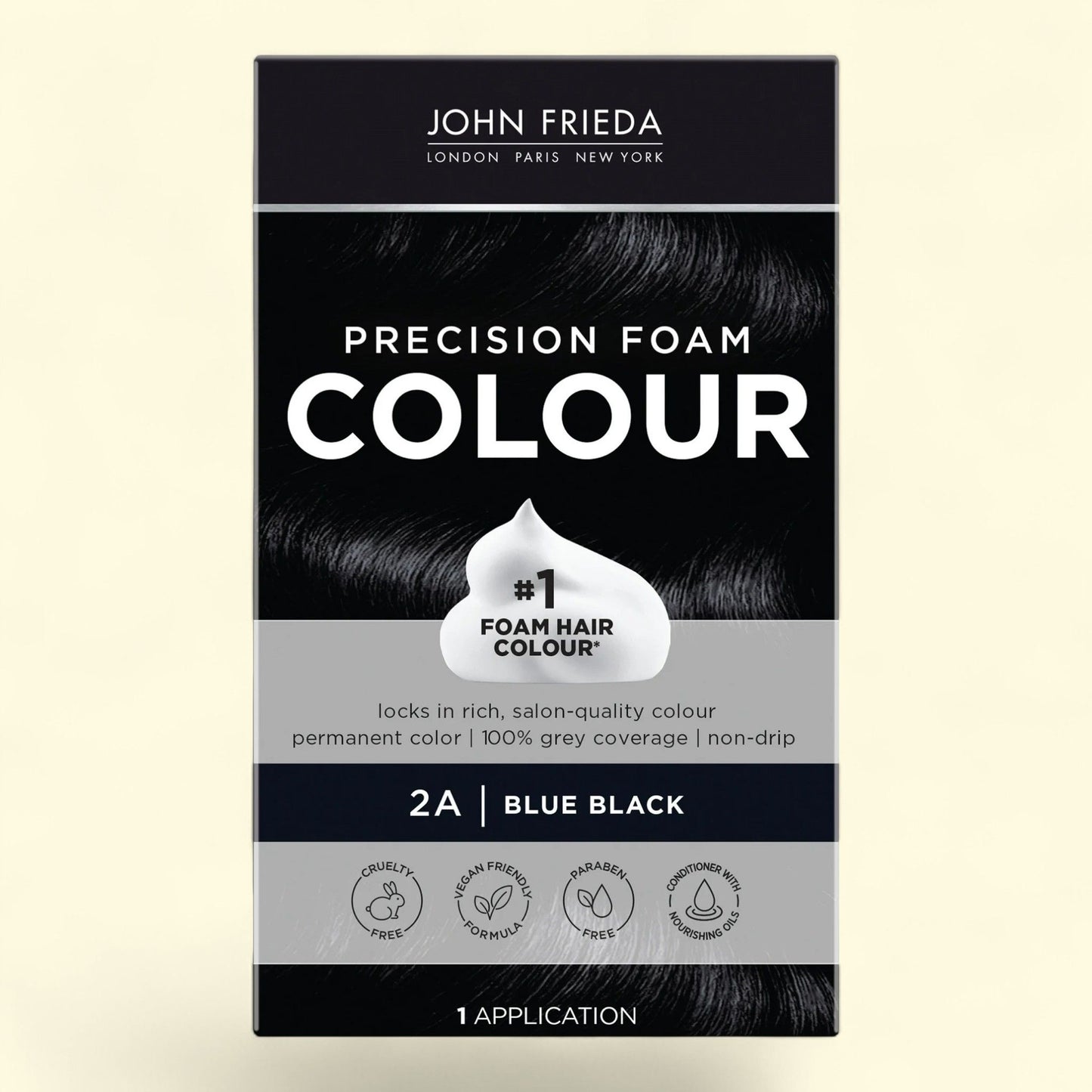 John Frieda Precision Foam Hair Color Kit, 2A Blue Black, 1 Application, 1 Pack