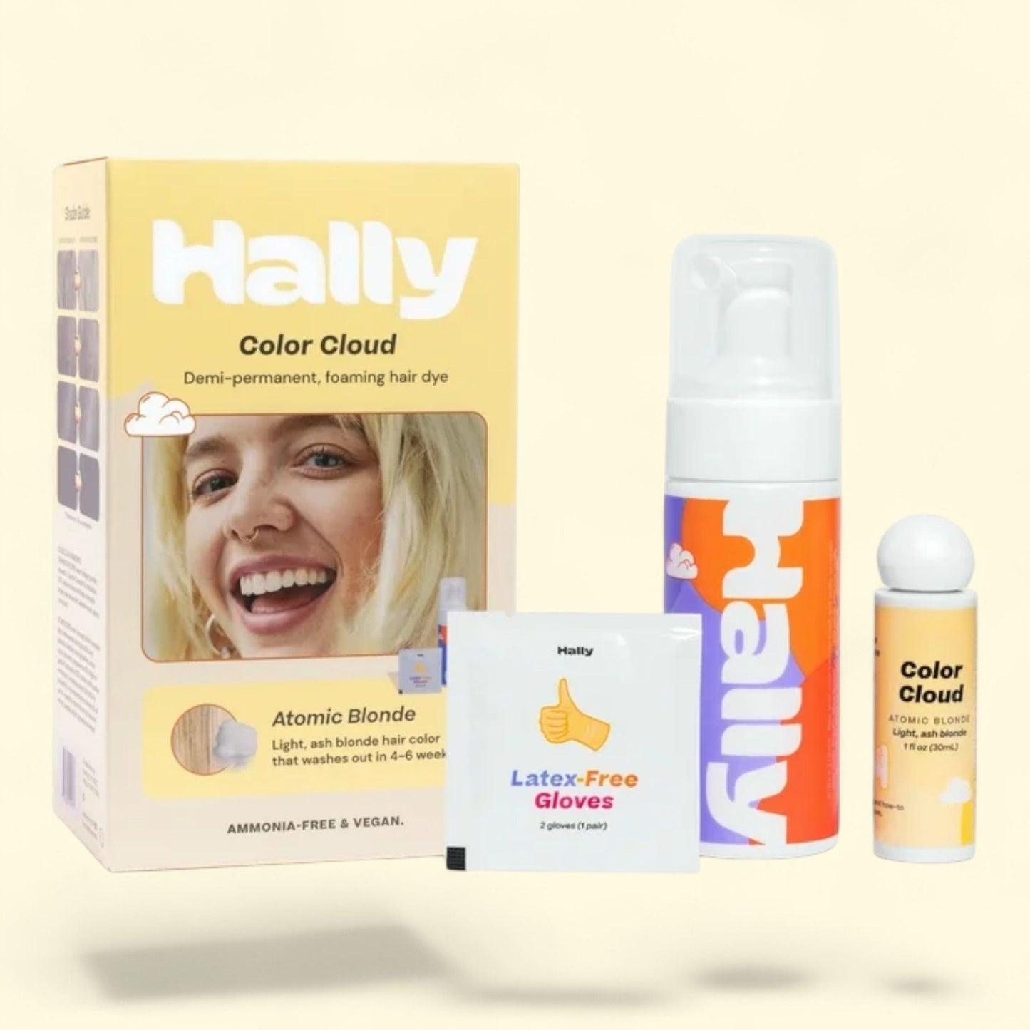 Hally Hair Color Cloud Demi Permanent Hair Dye, Atomic Blonde, 2.5 Oz — authentic US product shipped worldwide by Treatspree