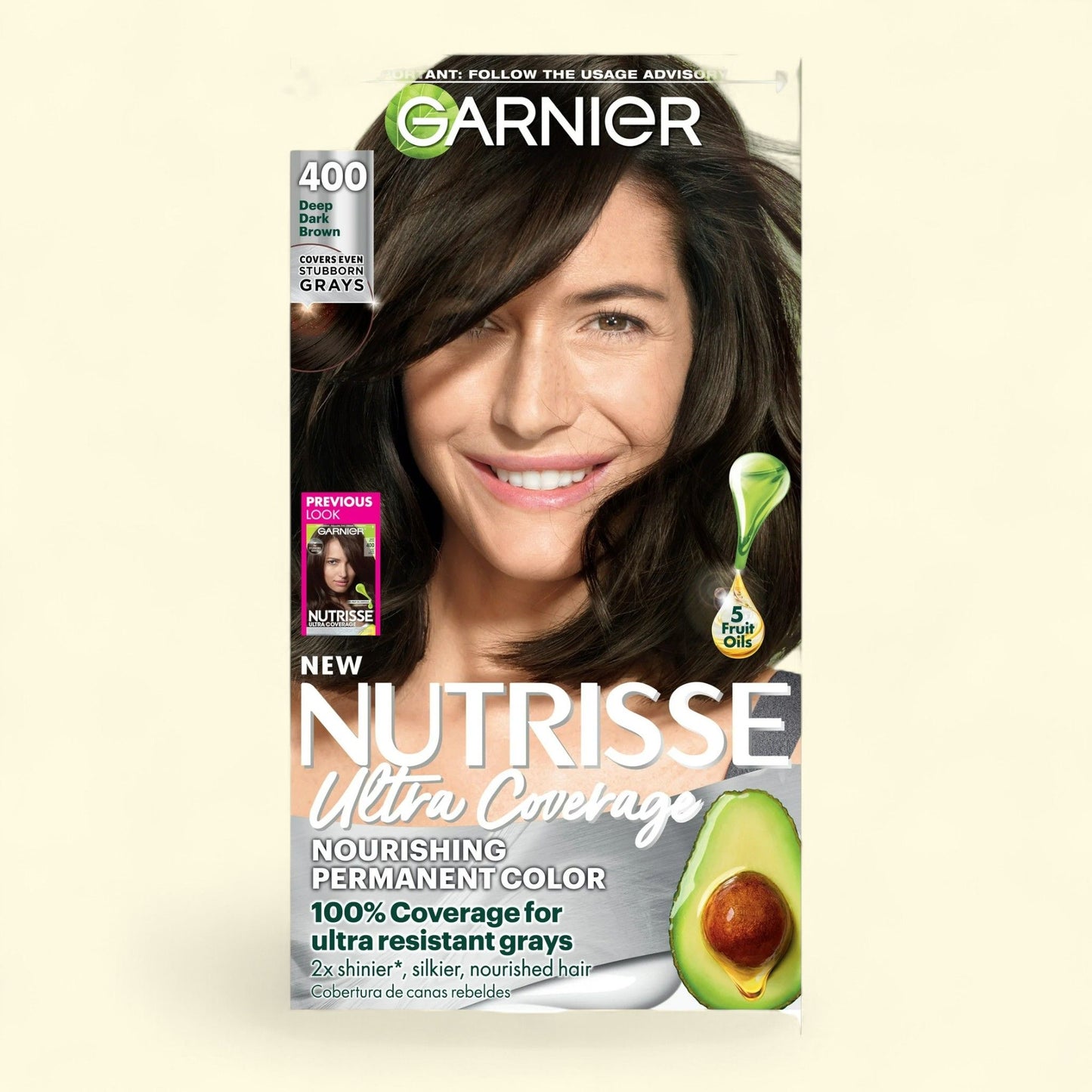Garnier Nutrisse Hair Color Creme, 400 Deep Dark Brown Sweet Pecan, 1 Pack