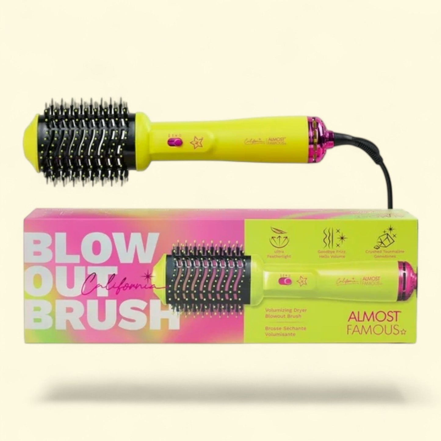 Round Volumizing Blowout Brush, 3 Temp Settings - Yellow, (Single Unit)
