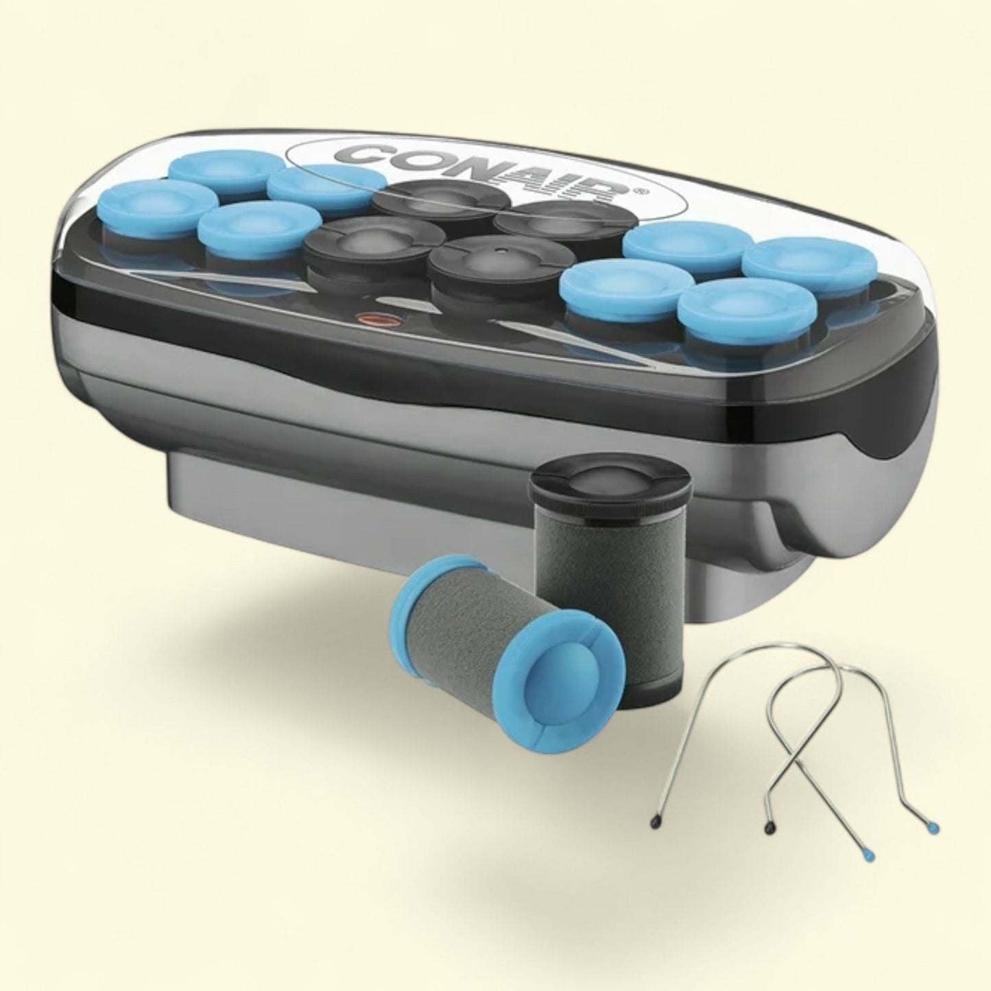 Conair Professional Ceramic Hot Hair Rollers, 12 Piece Set, Blue