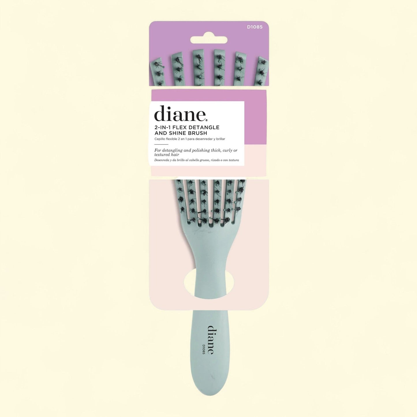 Diane Flex Detangle and Shine Hair Brush, 2-In-1, Boar Bristles, (Single Unit)