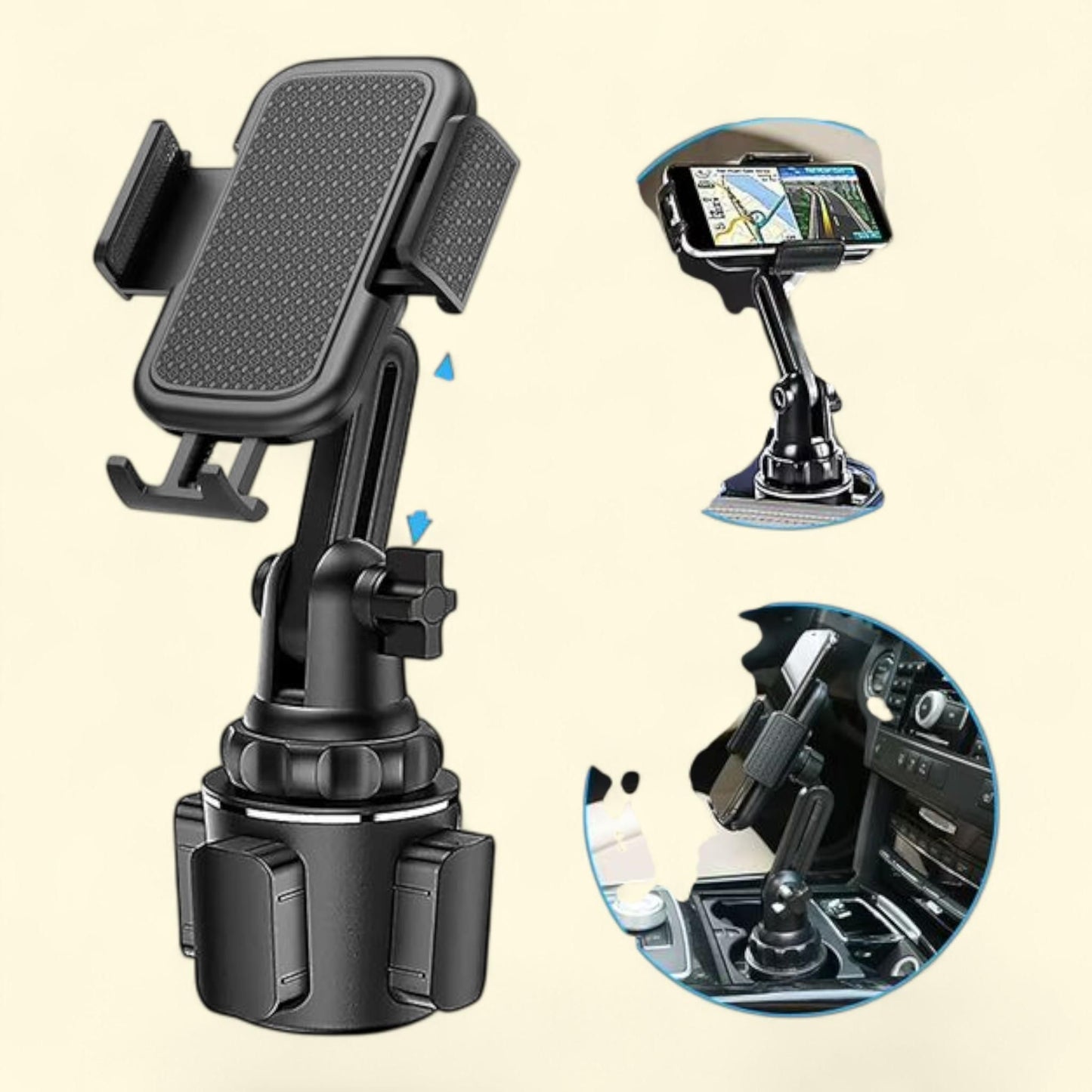 Car Phone Holder Mount, Universal 360 Adjustable Phone Holder, Car Cup Holder, All Smartphones, 1 count