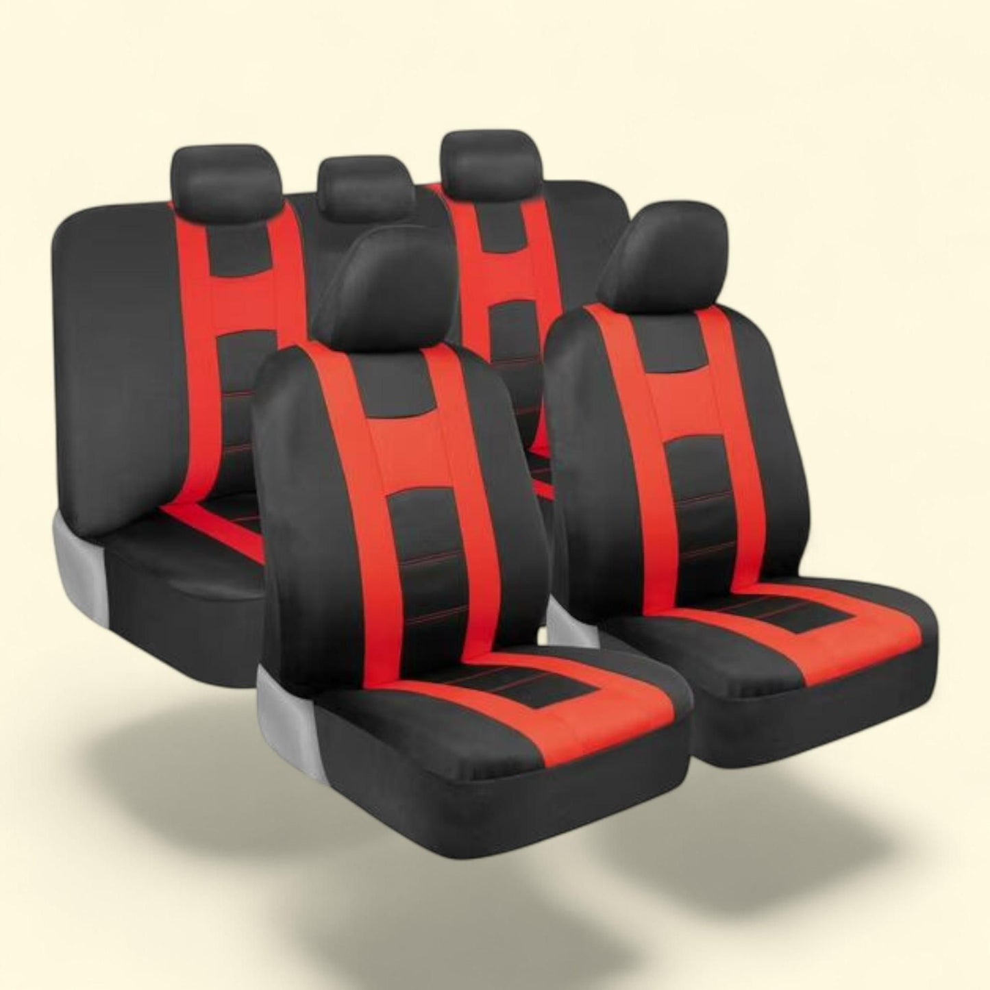 carXS Forza Red Car Seat Covers Full Set, Includes Front Seat Covers and Rear Bench Seat Cover, Cars Trucks SUV, Automotive Interior Car Accessories