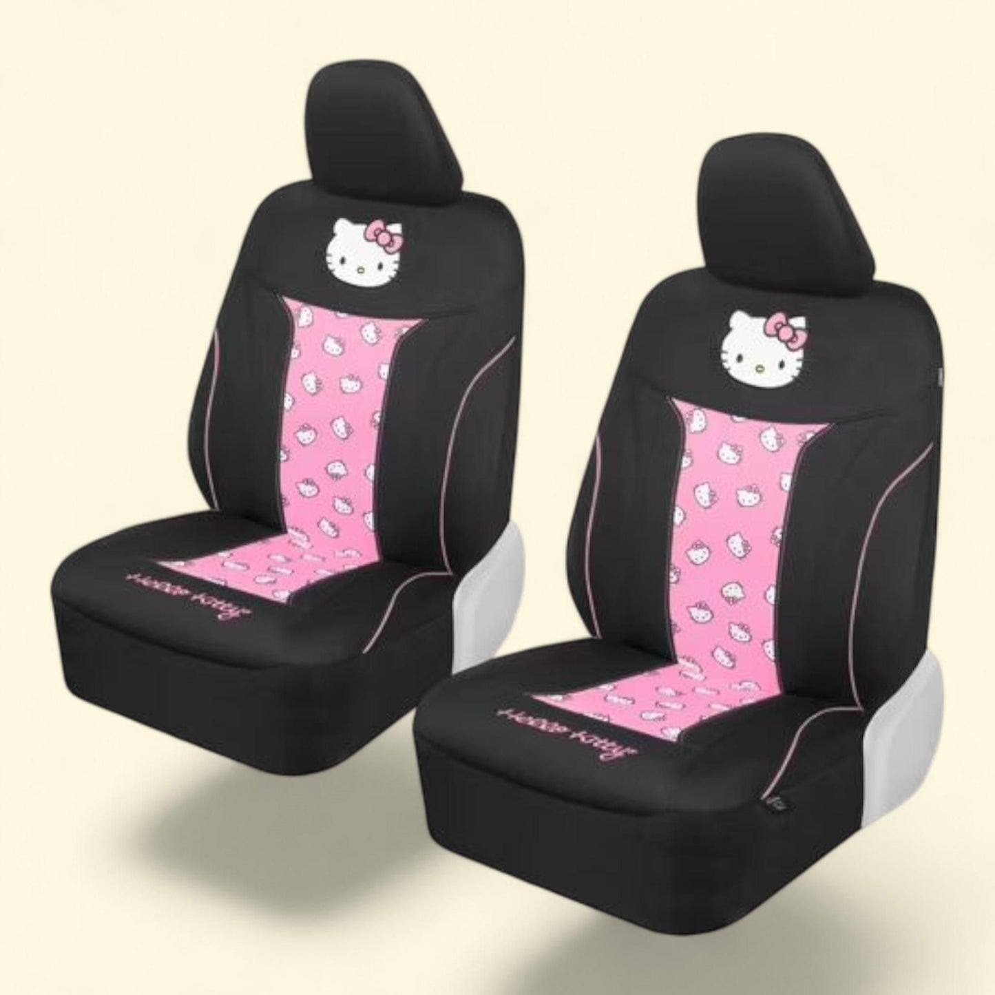 Hello Kitty Car Seat Covers, 2pc Black/Pink