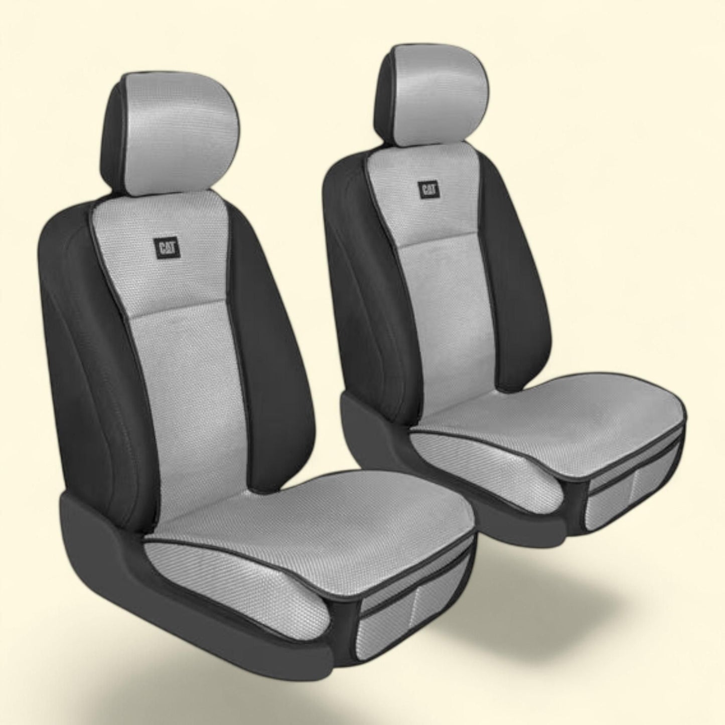 Caterpillar AeroMesh Gray Seat Covers, Universal Fit, (2) Front Truck Seat Cover, 1 count