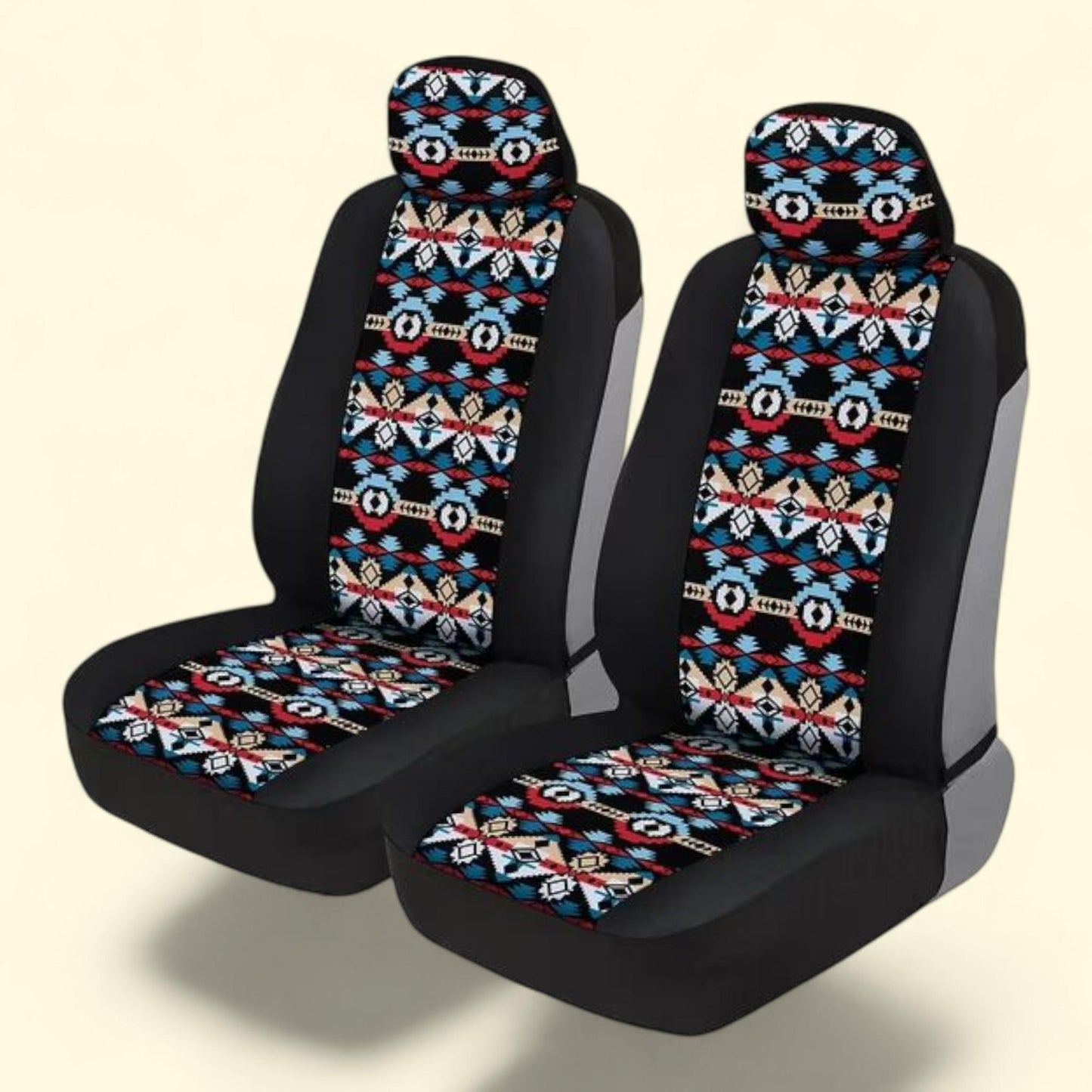BDK Car Seat Covers, Two Tone Pattern, Sideless Chic Style, Soft & Flexible Polyester, Aztec Pattern