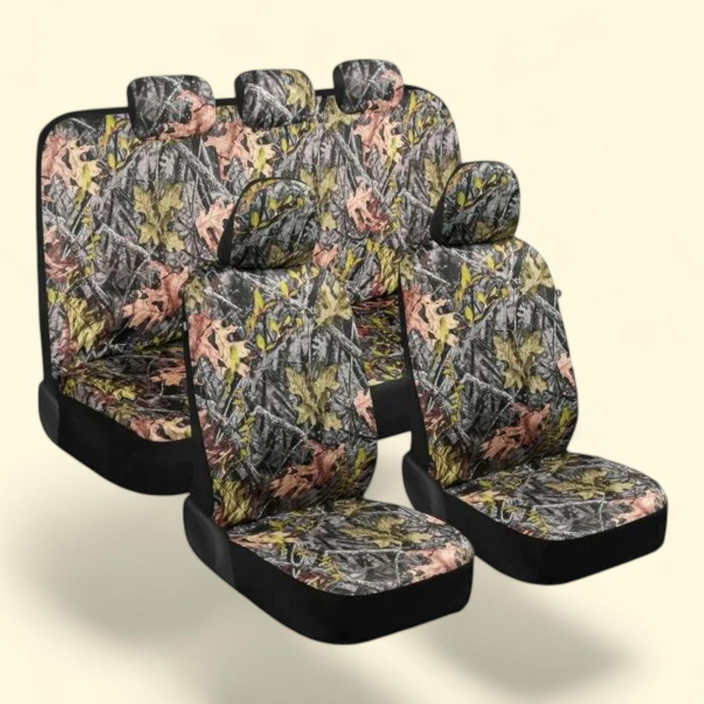 BDK Camo Car, Full Set - Realistic Green Forest Camouflage Seat Covers, Auto Truck Van & SUV