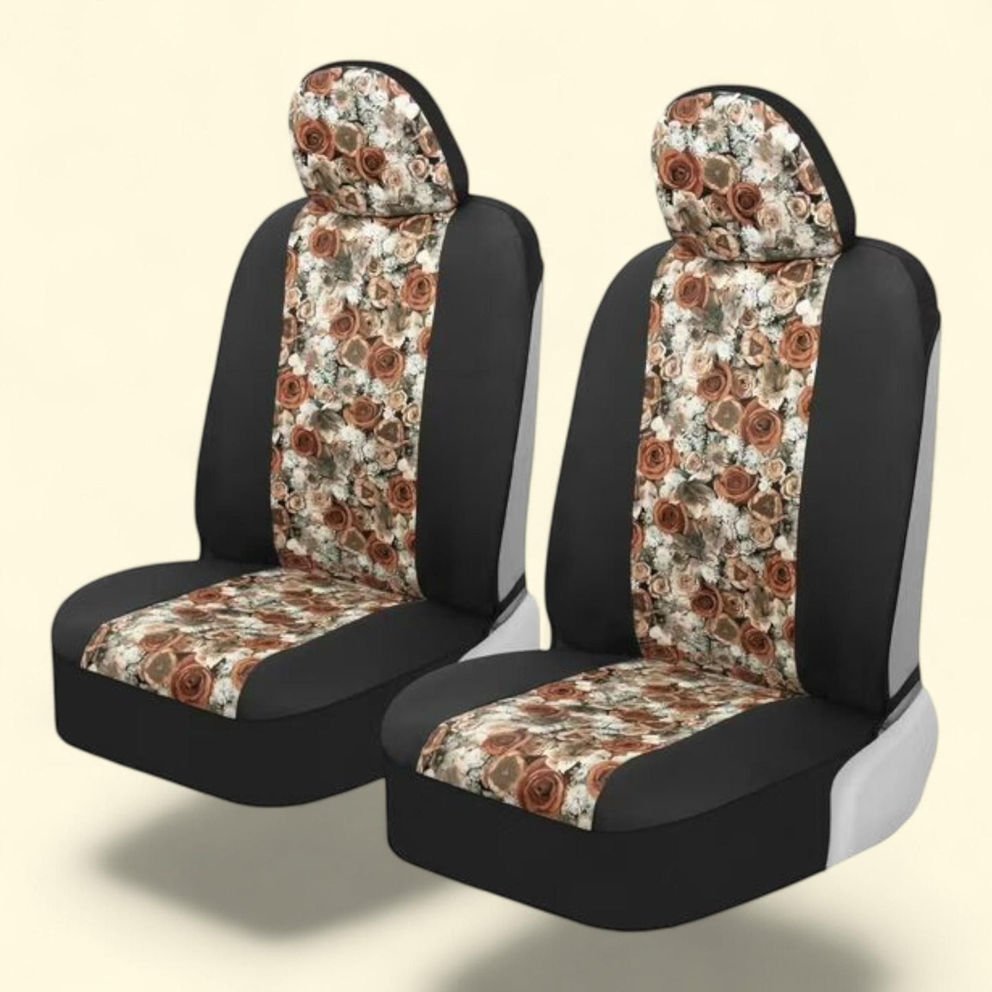 BDK Seat Covers, Rose Flower, Universal Fit 2 Sets
