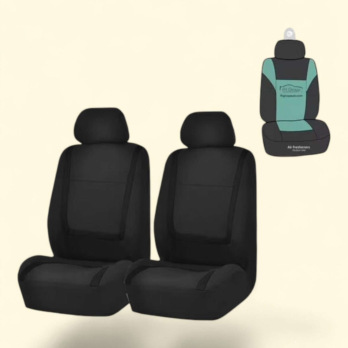 FH Group Car Seat Cover, Universal Black Front Set Seat Covers, 1 count