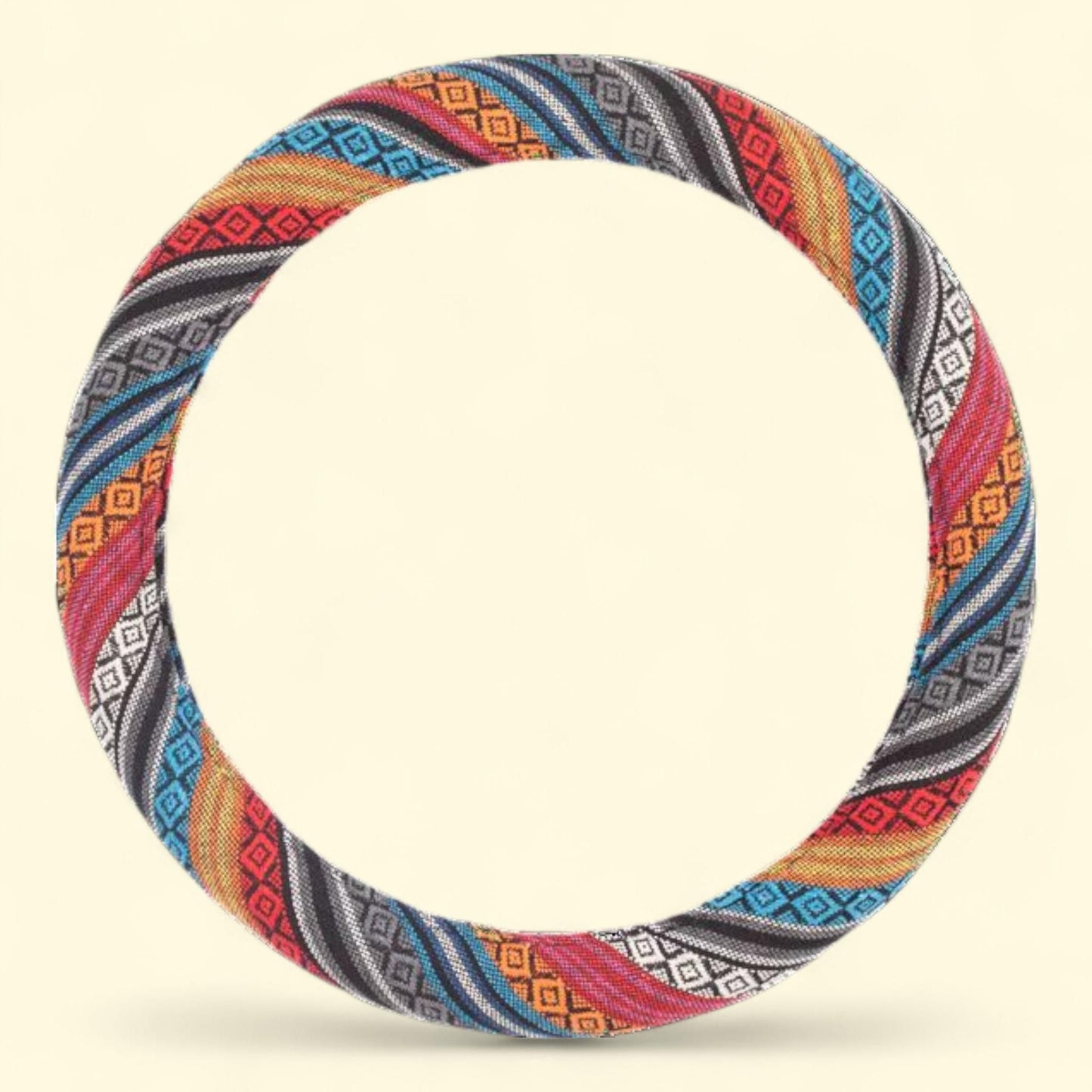 Auto Drive Boho Car Steering Wheel Cover, Polyester, Colorful, Universal Fit, 23SWC163, 1 count