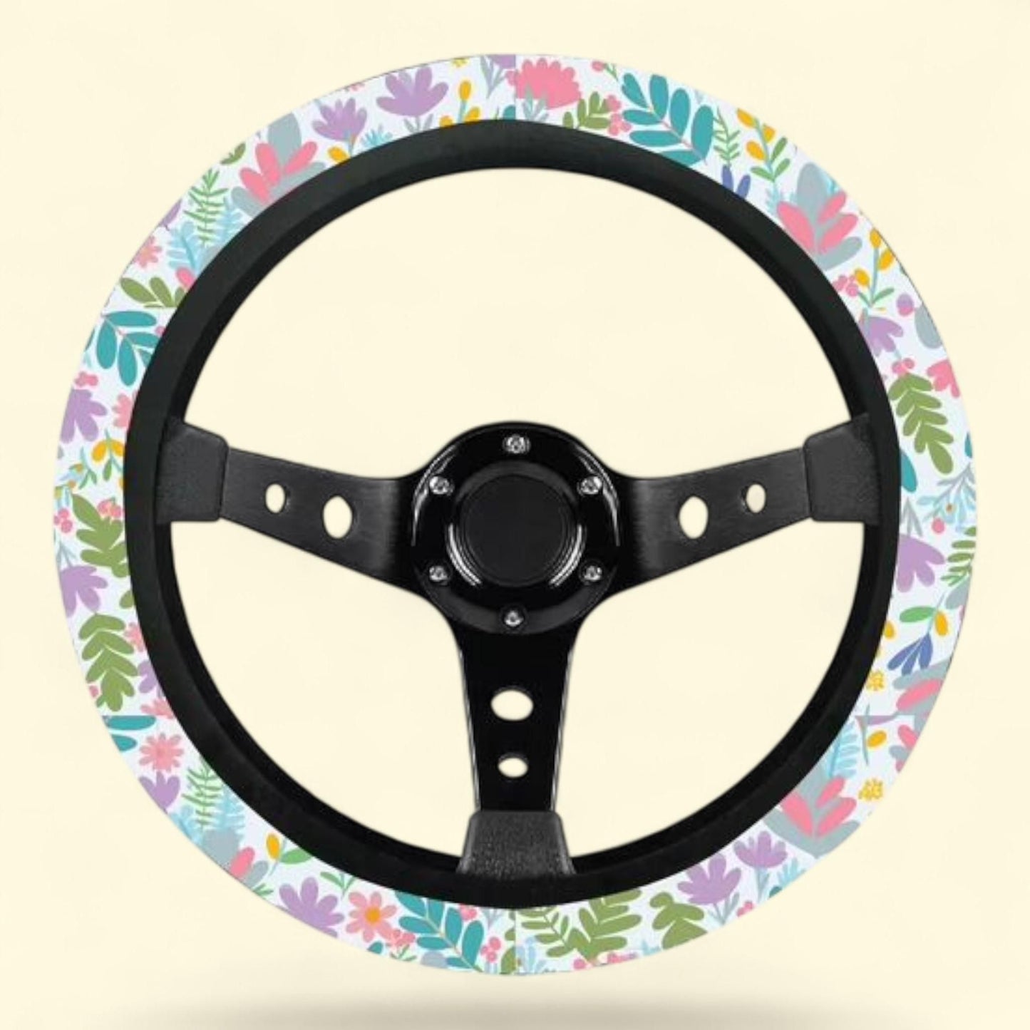 Generic Floral Print Steering Wheel Cover, Women's, Universal Fit, 1 count