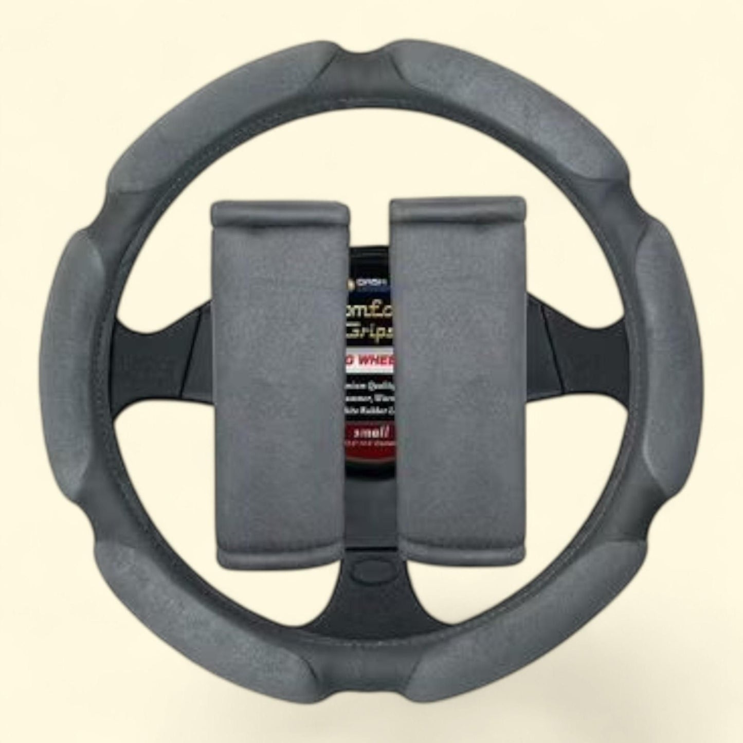 Comfort Grips Multi Grip Steering Wheel Cover/Seat Belt Cushions Combo Pack Large Grey