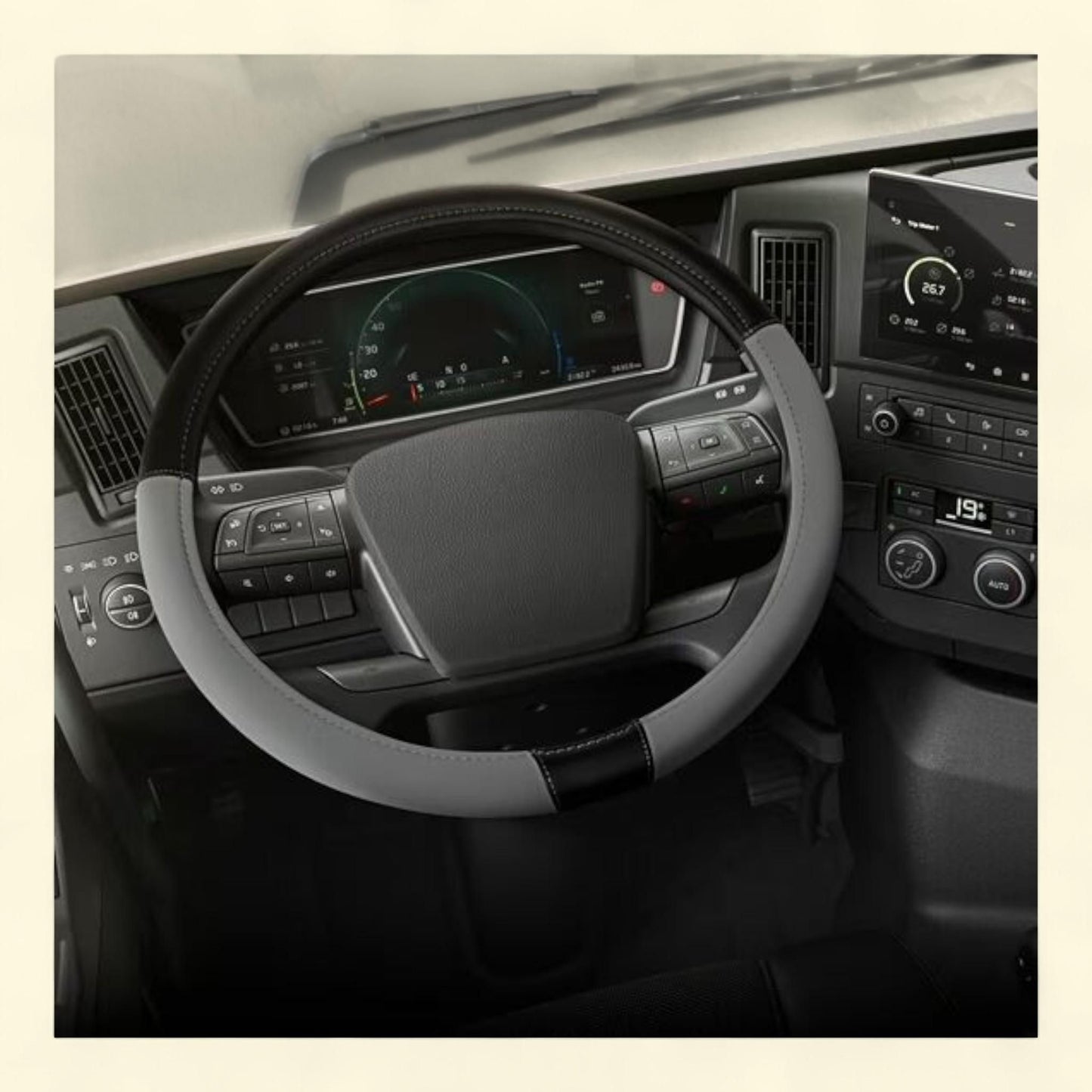 Cat BigDrive Faux Leather Semi Truck Steering Wheel Cover, Extra Large 18 inch