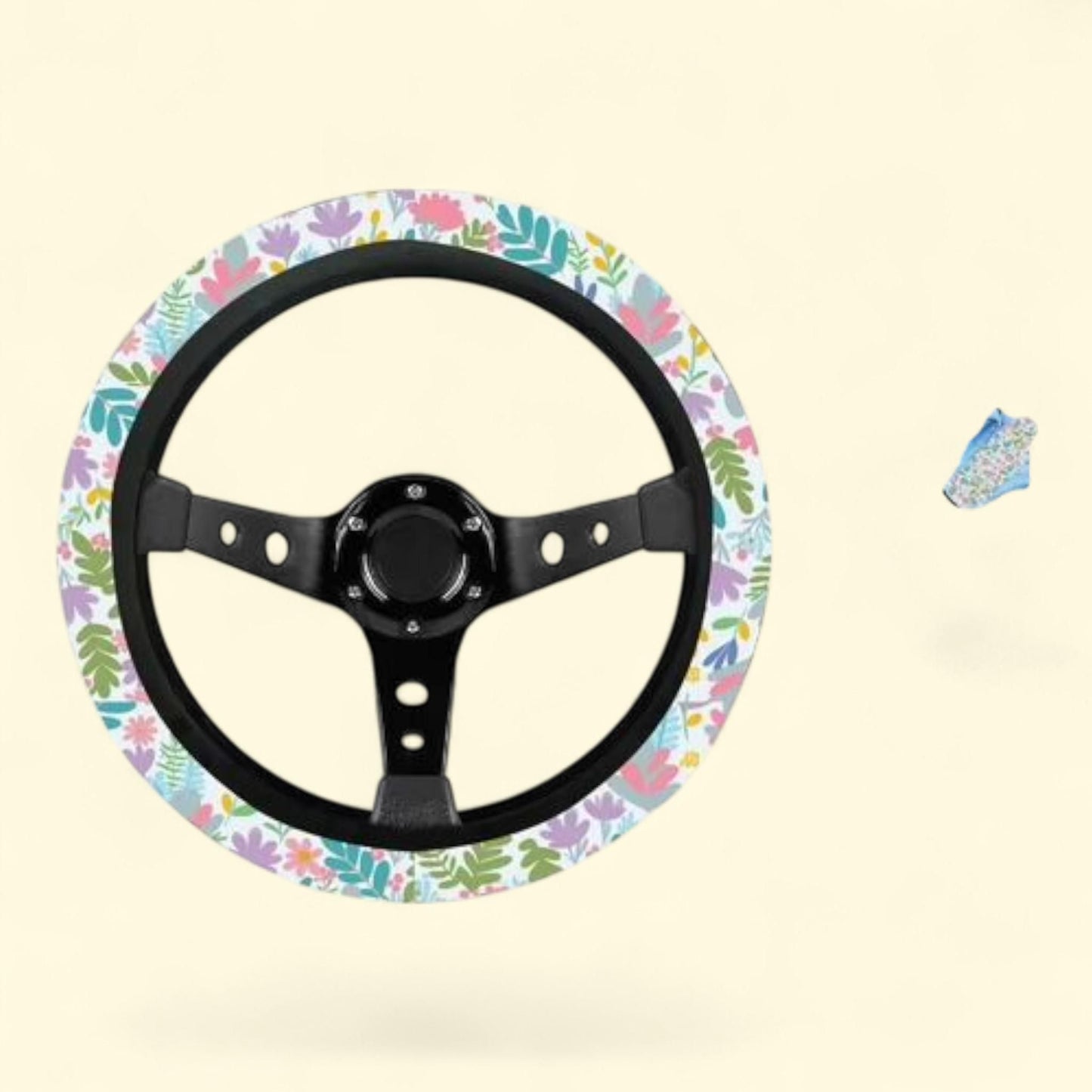 Spring Floral Car Accessory Set, Women's, Seatbelt Cover, Steering Wheel Cover, Coasters, 1 count