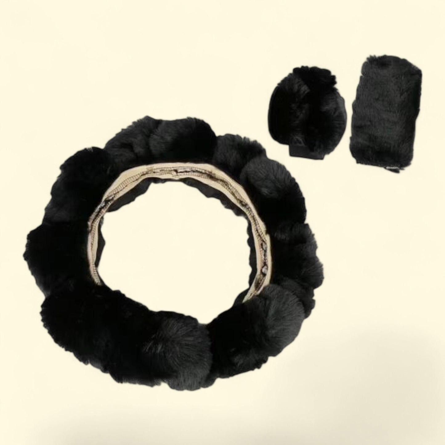 Unique Bargains Faux Fur Car Steering Wheel Cover, Set of 1, Black