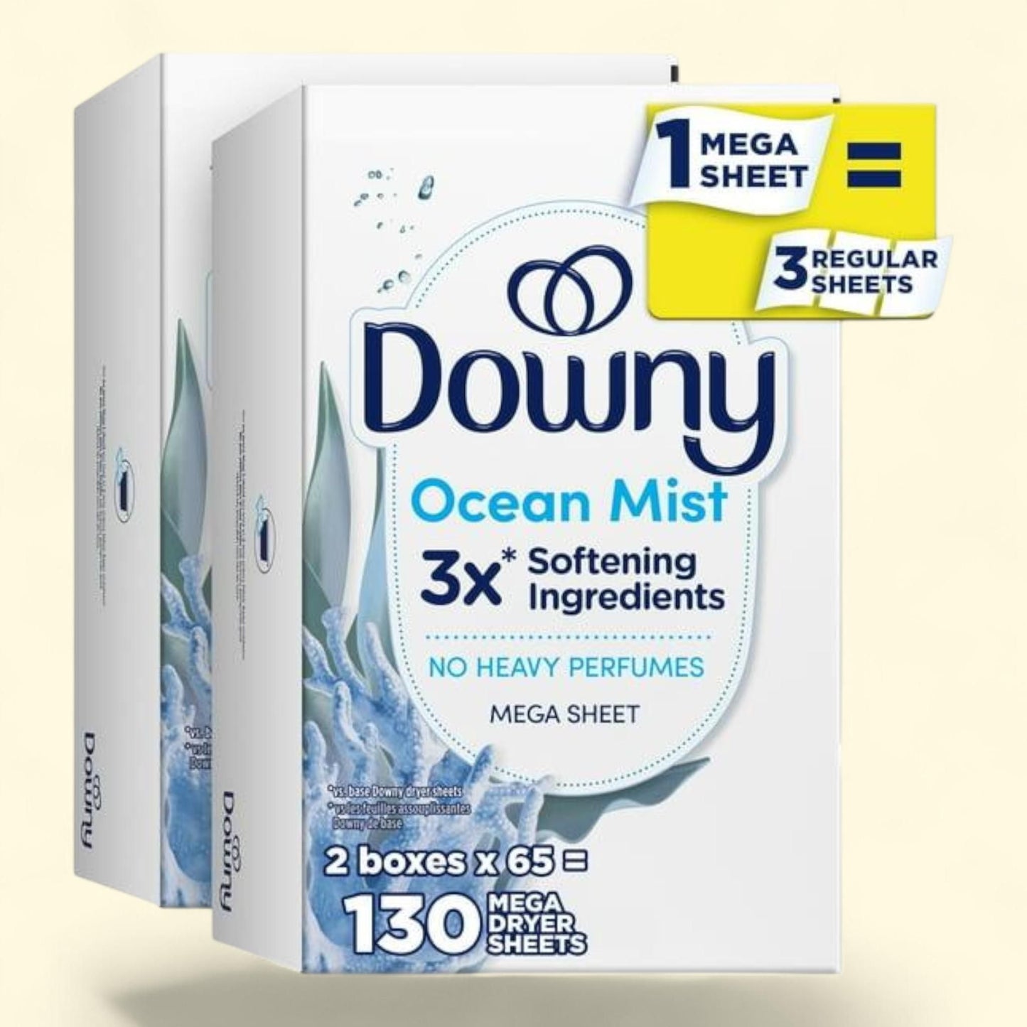 Downy Light Mega Fabric Softener Dryer Sheets, 130 Count