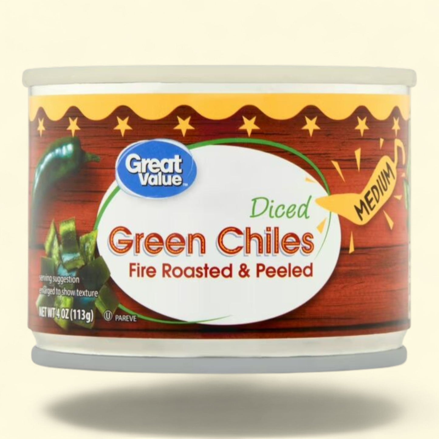 Great Value Canned Medium Diced Green Chiles, 4 oz