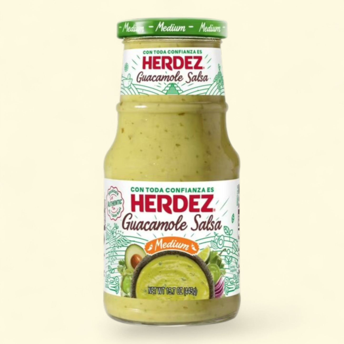 HERDEZ Guacamole Salsa Medium, 15.7 oz Jar