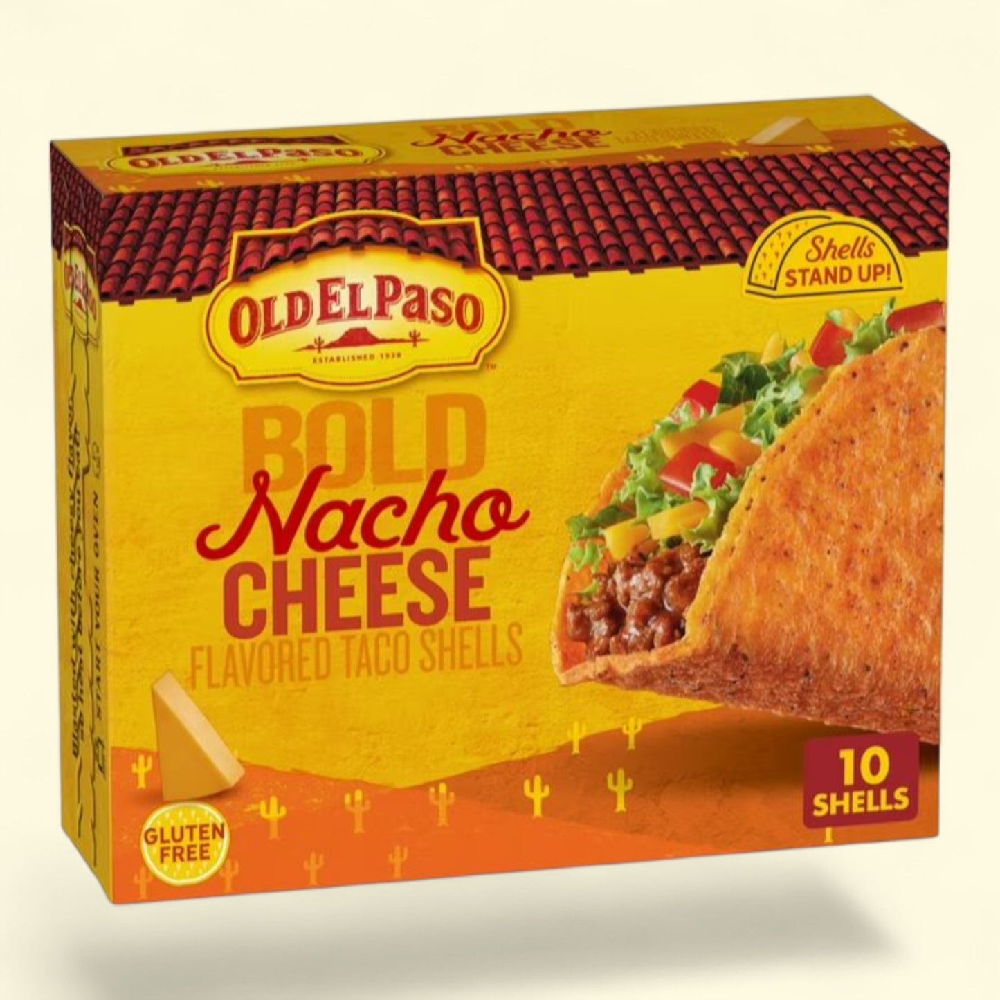 Old El Paso Stand 'N Stuff Taco Shells, Nacho Cheese, 10-Count — authentic US product shipped worldwide by Treatspree