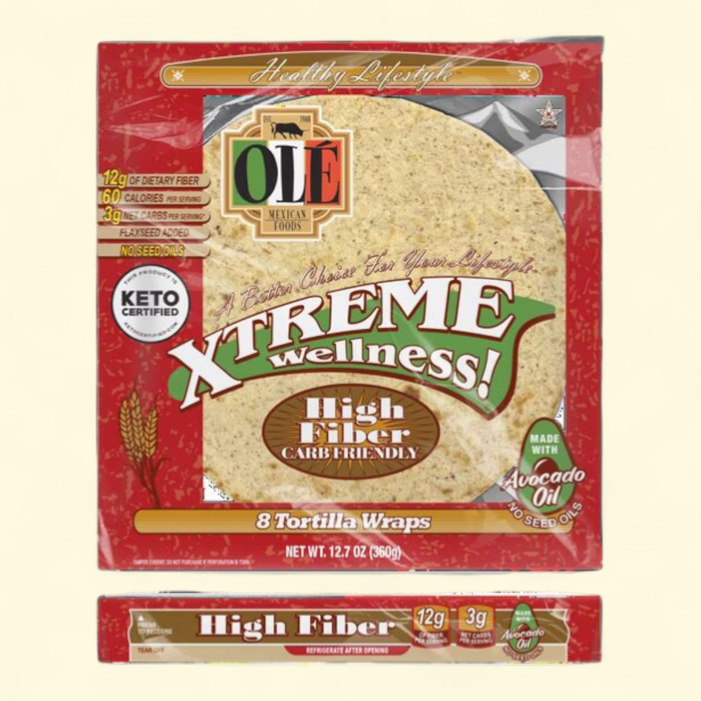Olé Mexican Foods Xtreme Wellness Flour Tortilla Wraps, 12.7 oz, 8 Count