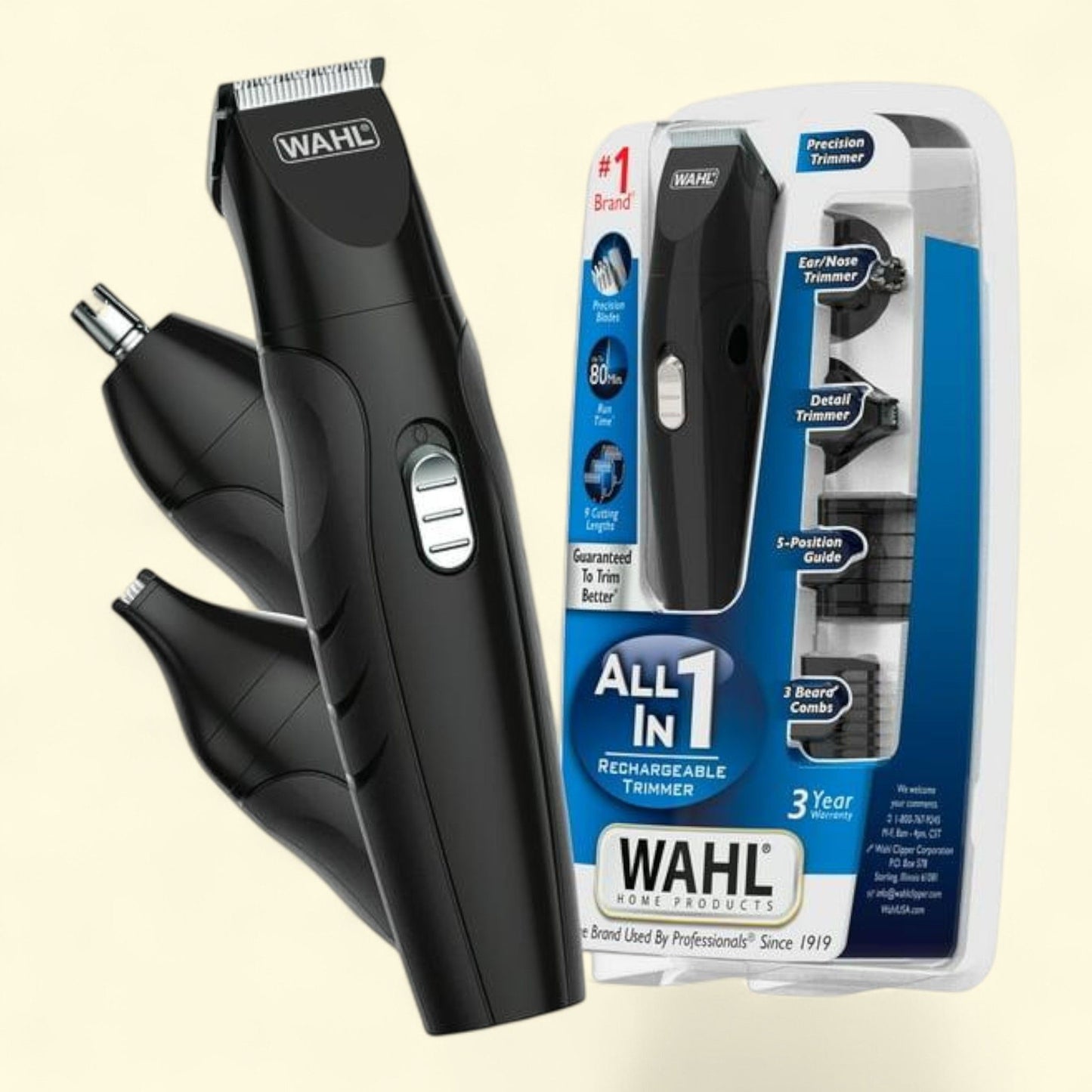 Wahl All in One Beard, Mustache, Detail Trimmer for Men, Black, 05644