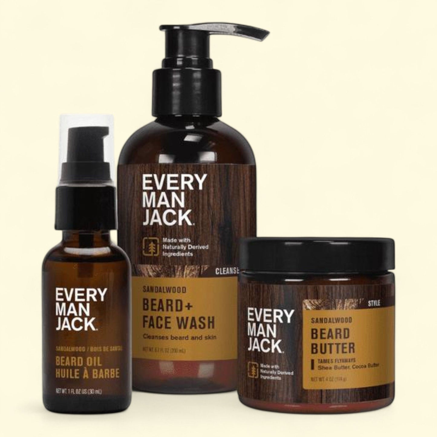 Every Man Jack Sandalwood Beard Regimen Set, 3 Piece