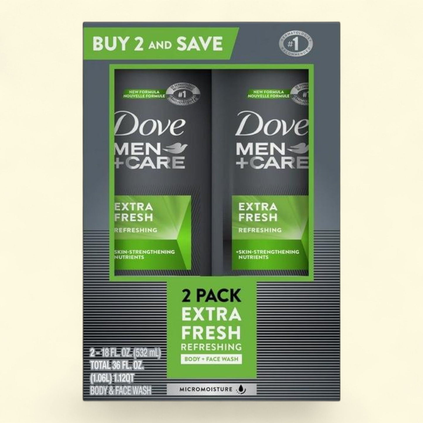 Dove Men+Care Face & Body Wash, 18 oz, Twin Pack