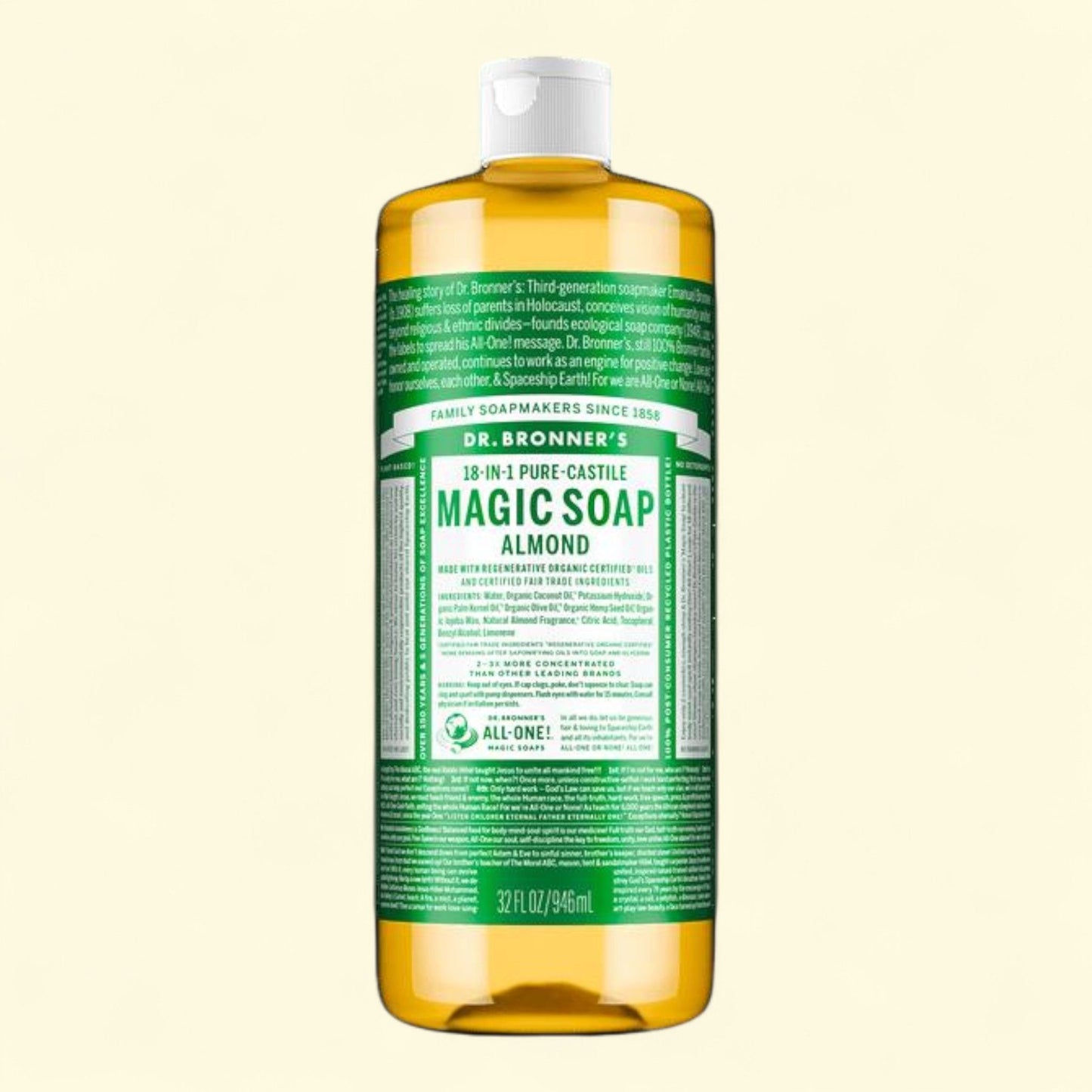 Dr. Bronner's Pure-Castile Liquid Soap, Almond, 32 oz
