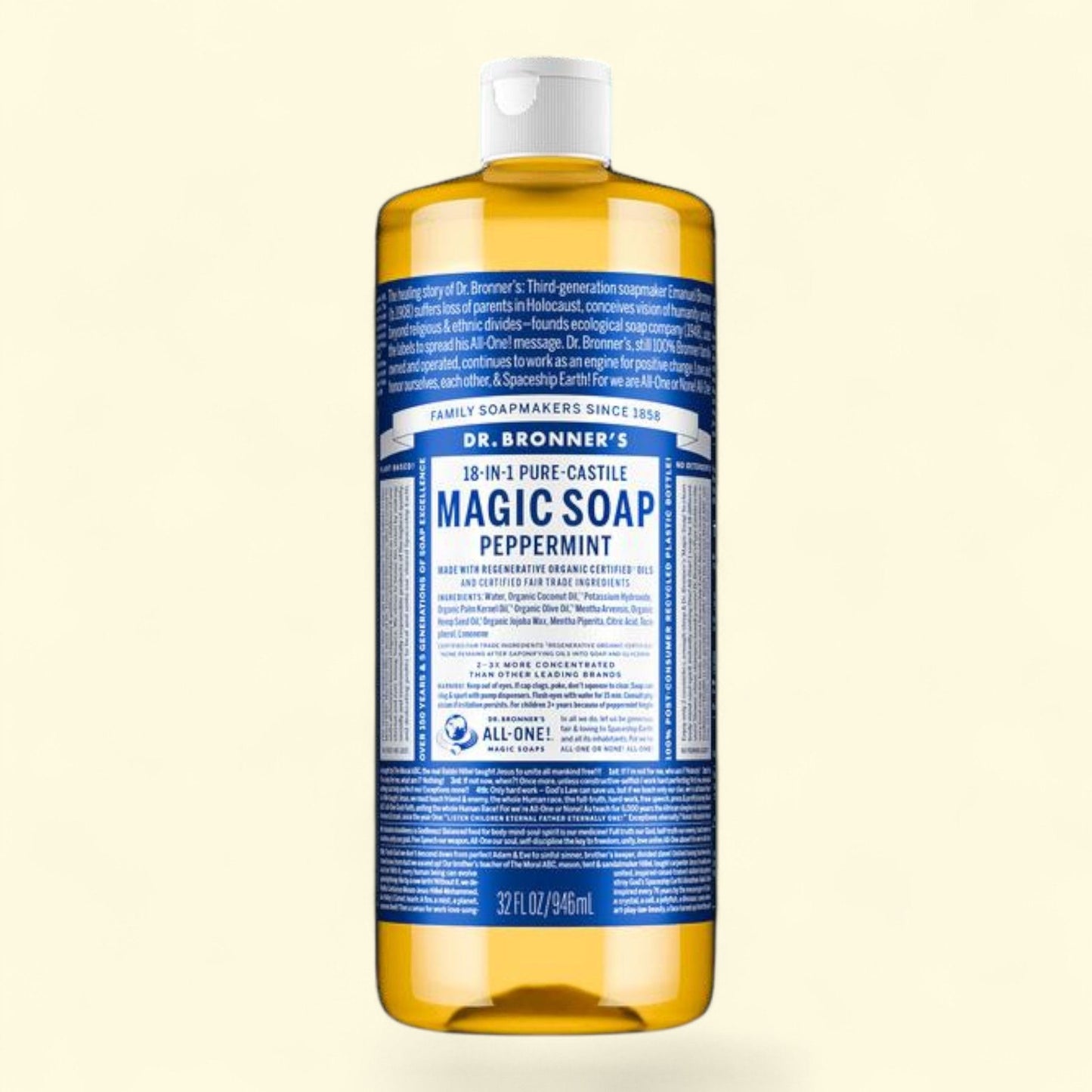 Dr. Bronner's Pure-Castile Liquid Soap, Peppermint, 32 oz
