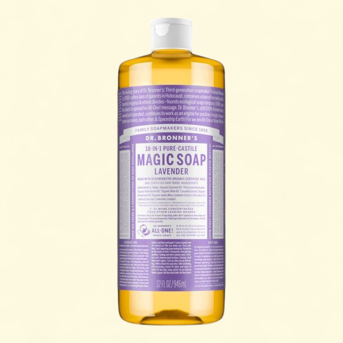Dr. Bronner's Pure-Castile Liquid Soap, Lavender, 32 oz