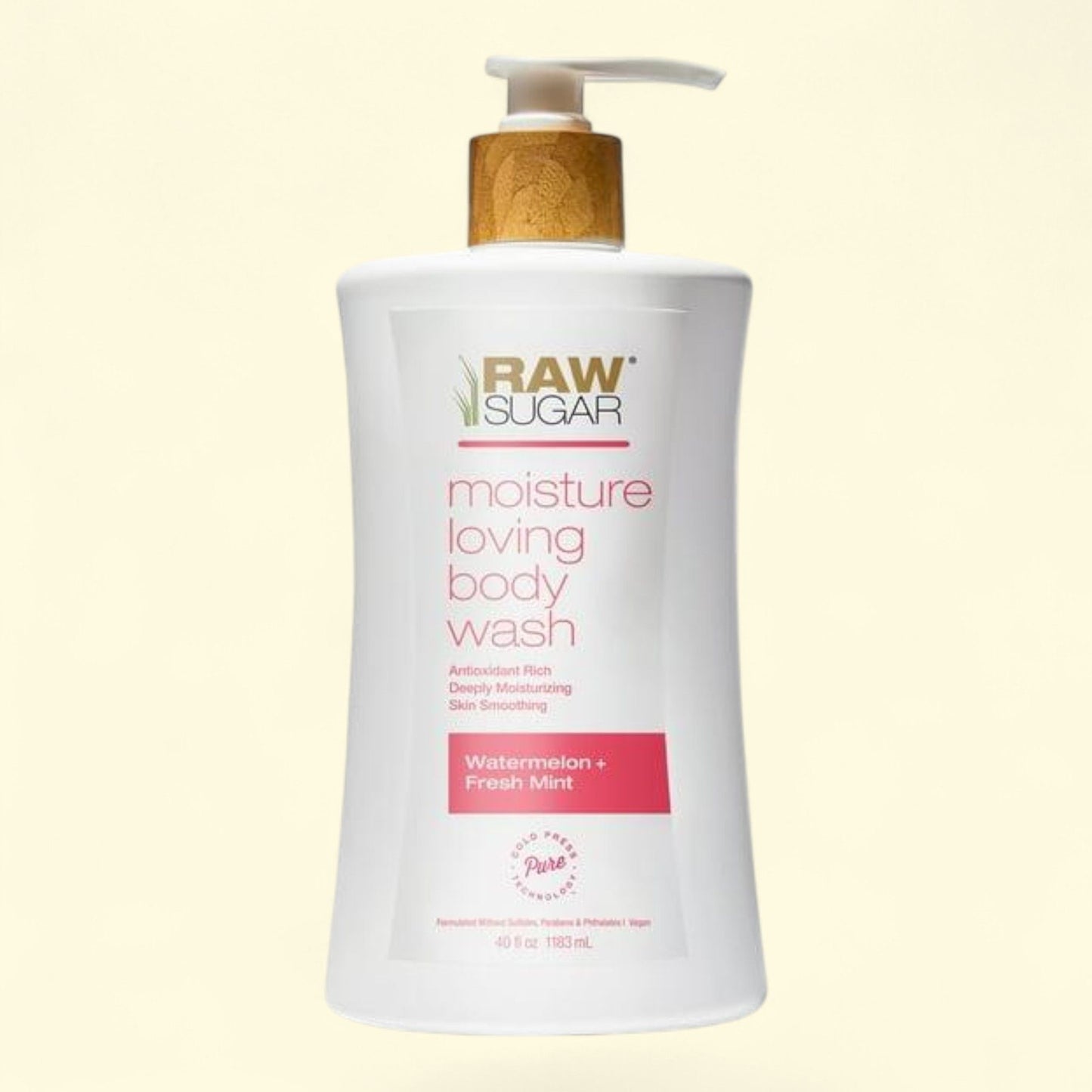 Raw Sugar Moisture Loving Body Wash, Watermelon + Fresh Mint, 40 fl oz