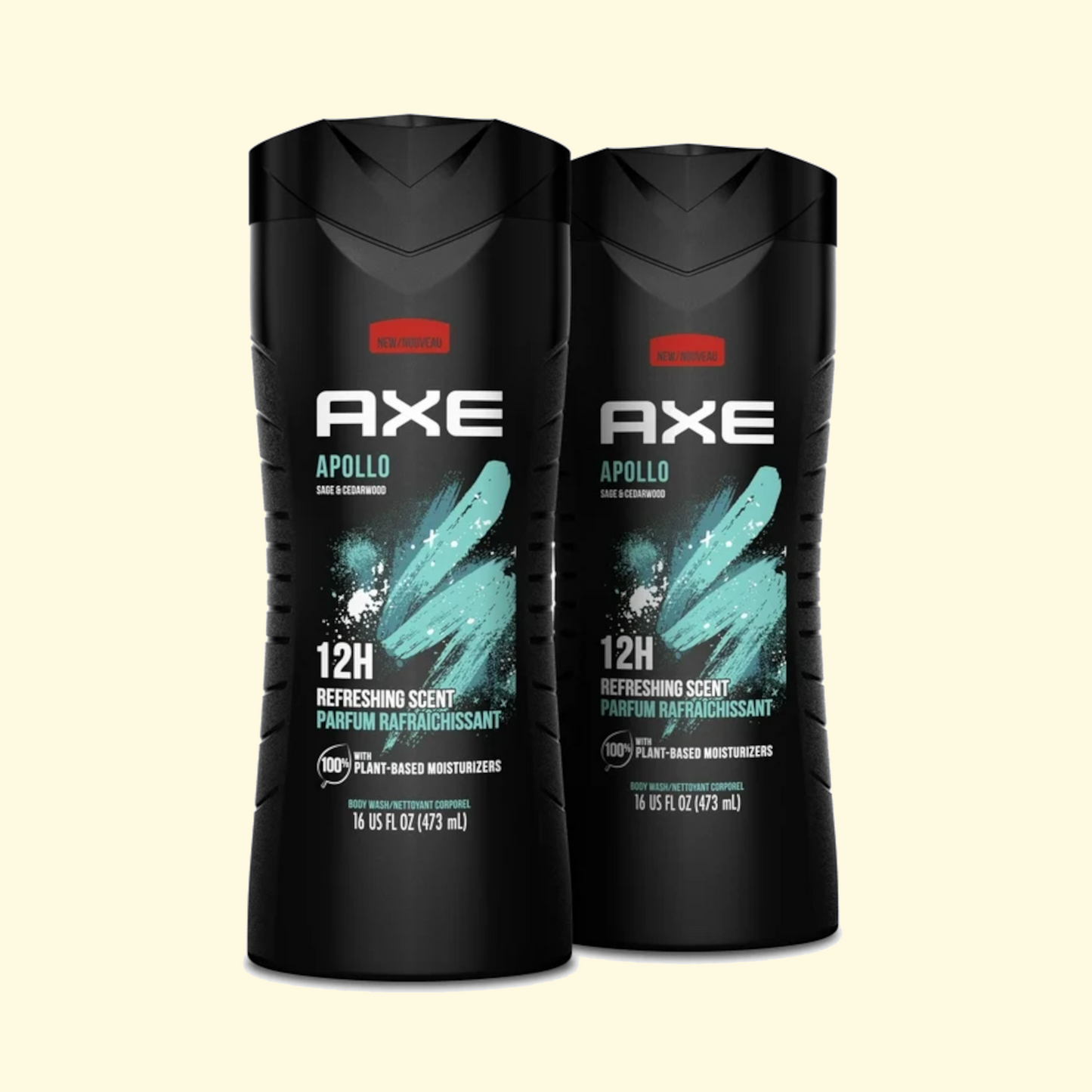 Axe Apollo Men's Body Wash, 16 oz Twin Pack