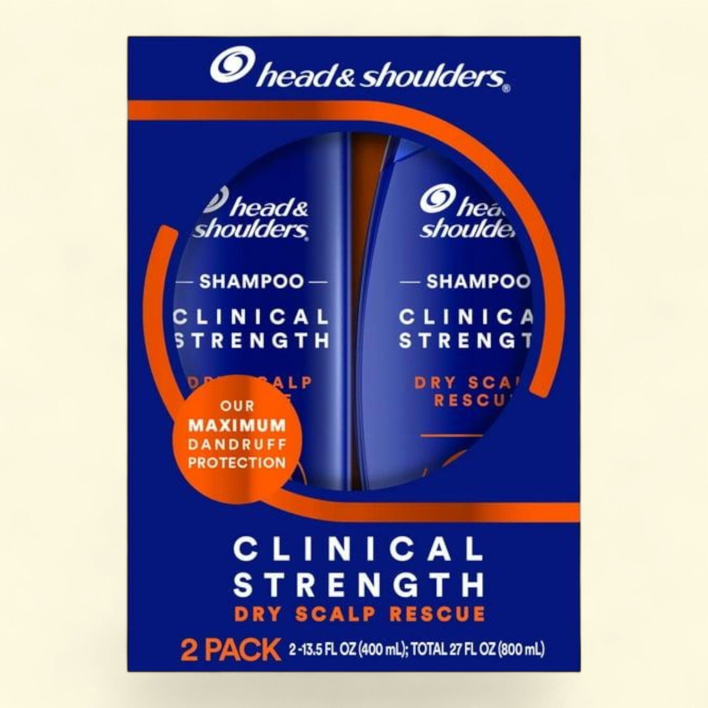 Head and Shoulders Clinical Strength Dandruff Shampoo, Dry Scalp Rescue, 13.5 fl oz Twin Pack
