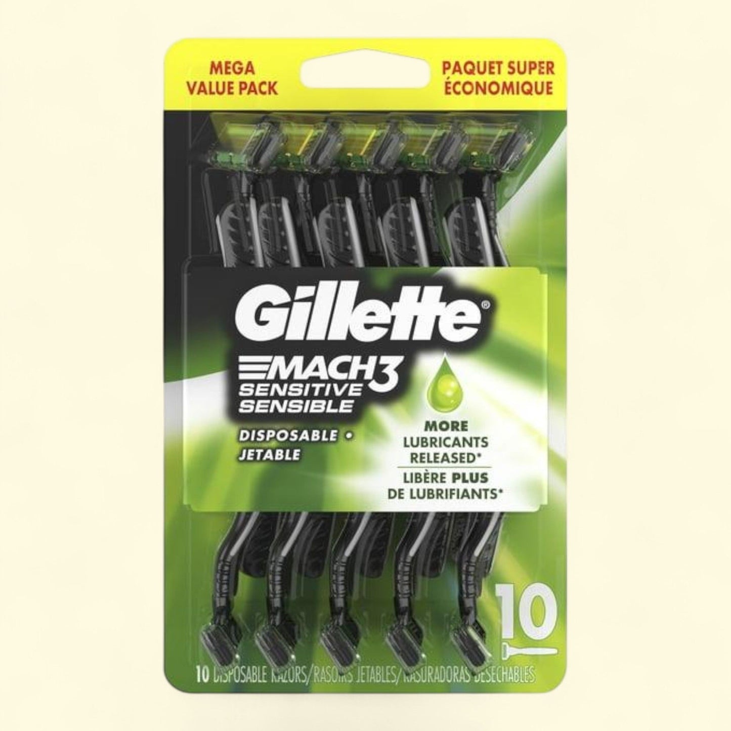 Gillette Mach3 Sensitive Men’s Disposable Razors, 10 Count