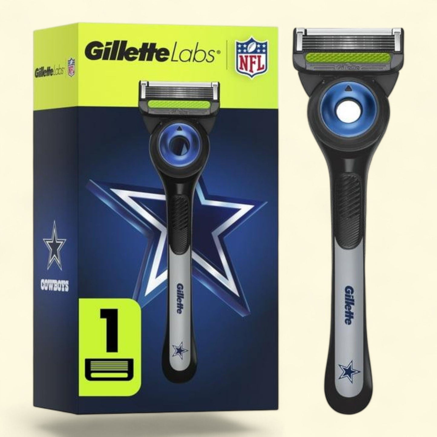 Gillette Labs Cowboys Licensed Razor, 1 Handle, 1 Blade Refill