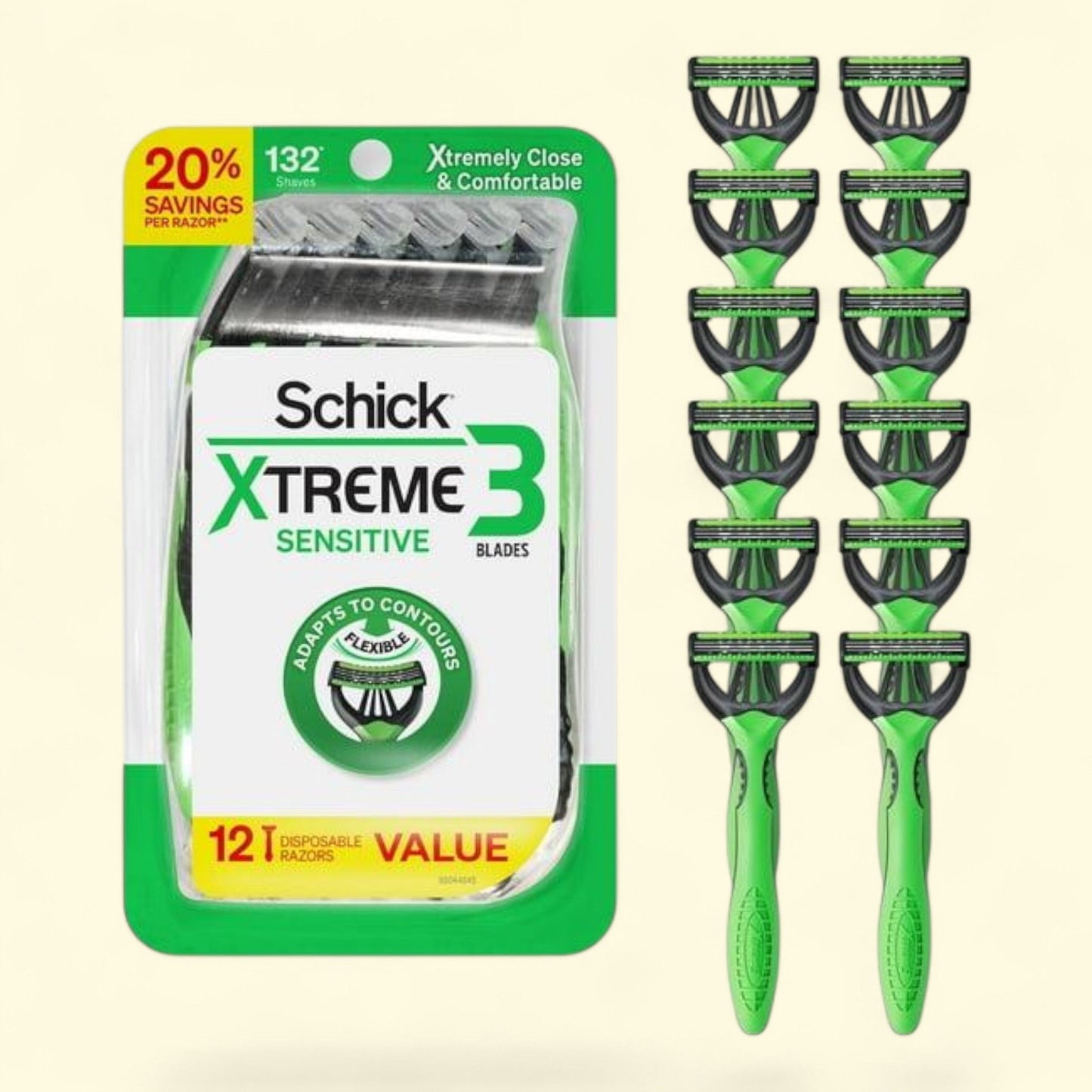 Schick Xtreme 3 Blade Disposable Razors, 12 Ct