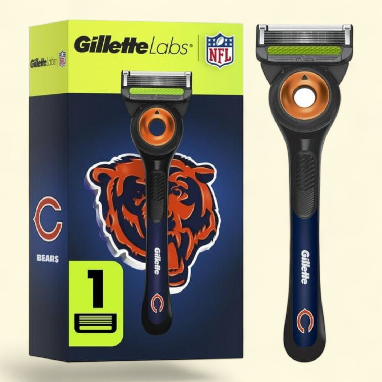 Gillette Labs Official Bears Licensed Razor for Men, 1 Handle, 1 Blade Refill, Gillette Labs, Size: Exfoliating Bar