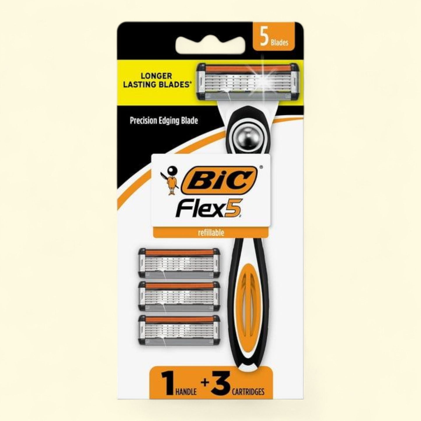 BIC Flex 5 Refillable Razors, 1 Handle and 3 Cartridges, 4 Piece