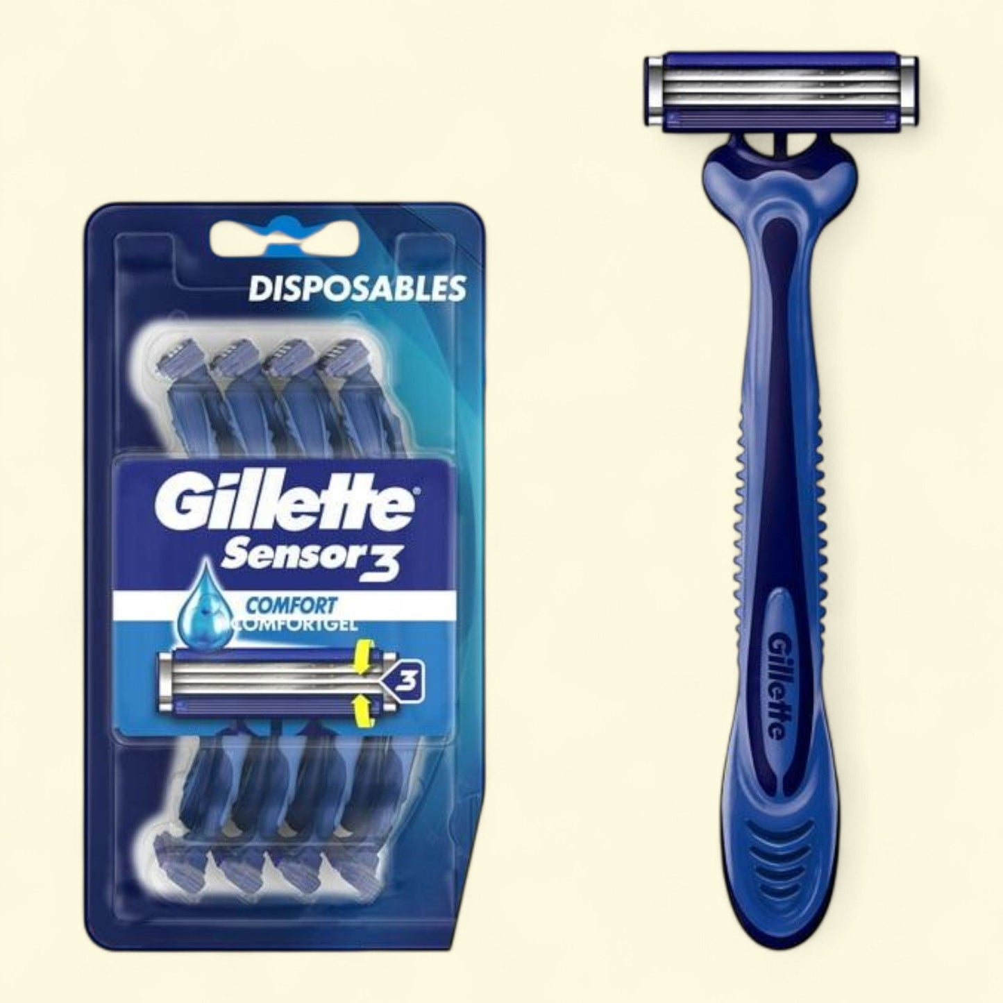 Gillette Sensor3 Men's Disposable Razor, 8 Razors
