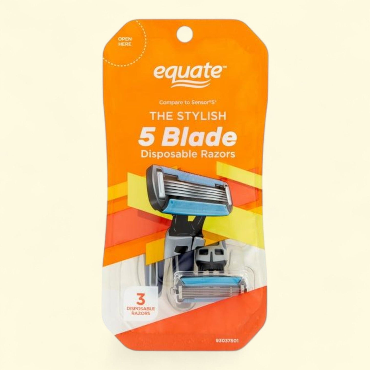 Equate Men's Disposable Razors, 5 Blade with Dual Lubrication (3 Count)