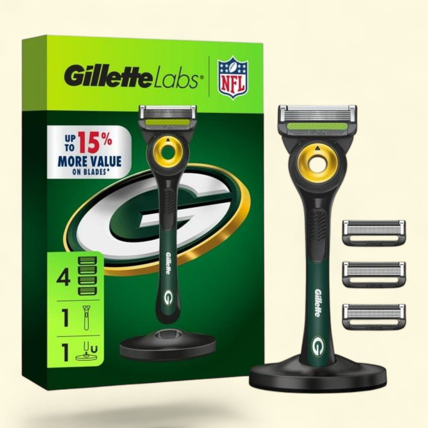 Gillette Labs Razor for Men, 1 Handle, 4 Blade Refills